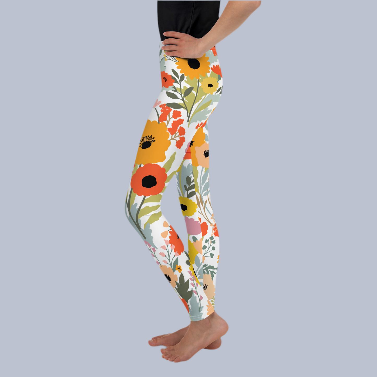 Image: Add floral flair to your tween’s wardrobe with watercolor wildflower leggings designed in sizes 8–20. These girls leggings feature a whimsical garden-inspired print and ultra-soft fabric for comfort and flexibility. They make a standout spring statement while doubling as part of a matching family set. Great for dance class, playtime, or school events with a cheerful spring vibe. A must-have for wildflower season, by jaecrece.