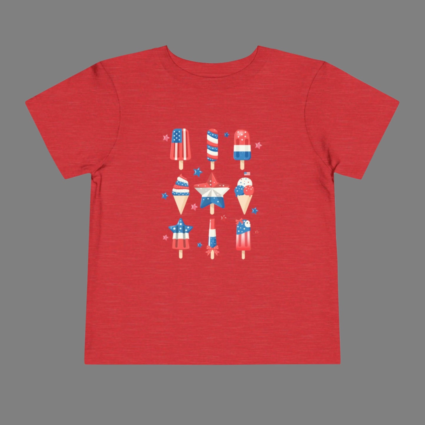 Image: Toddler Fourth of July tee with a fun popsicle print in bold patriotic colors. This red white and blue shirt is designed for summer holidays, making it a must have for Independence Day, Memorial Day, or a casual picnic at the park. Dress your toddler in this cute tee for matching family looks or solo style that’s full of American charm, by jaecrece.