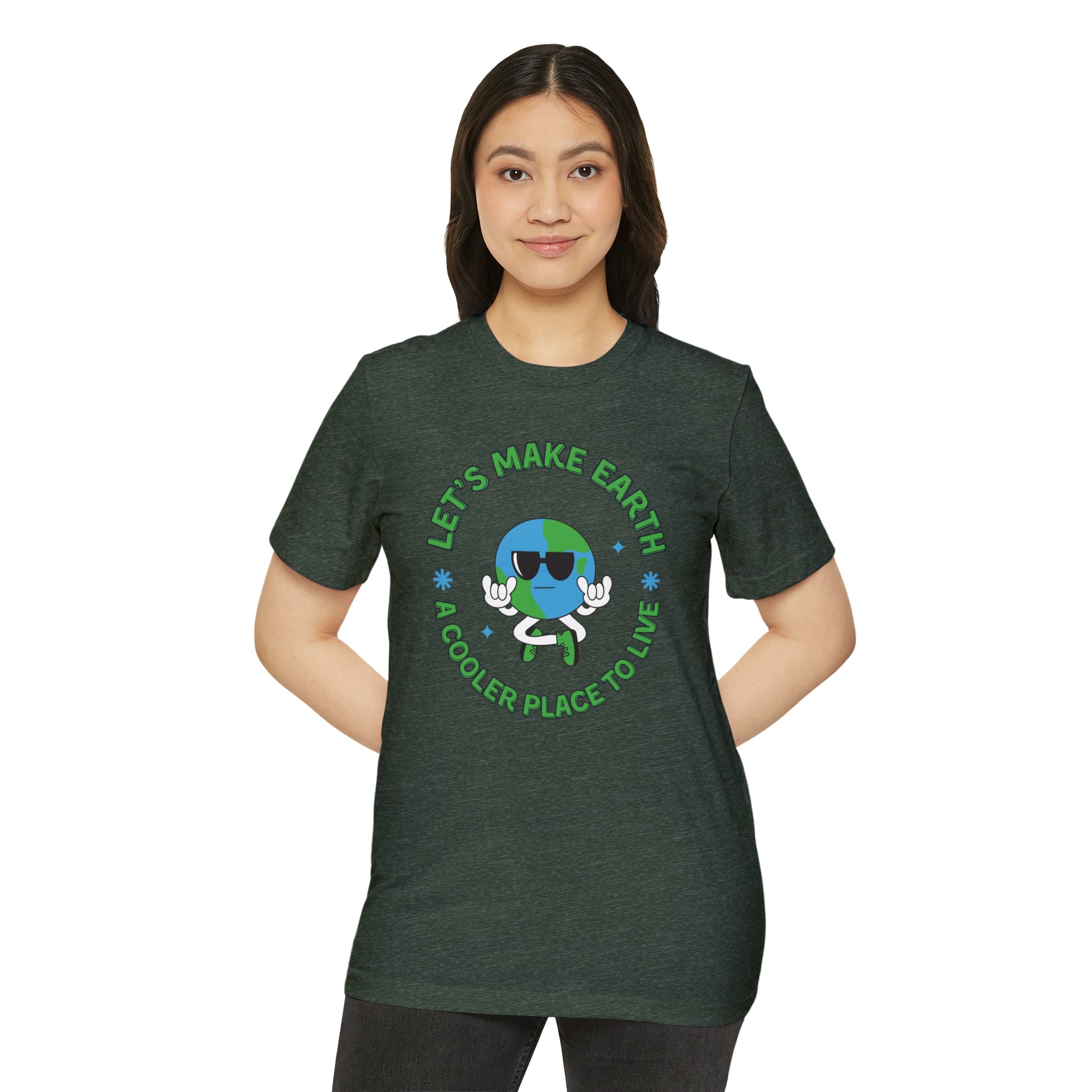 Let's Make Earth a Cooler Place to Live Adult Recycled Organic T-Shirt - jaecrece
