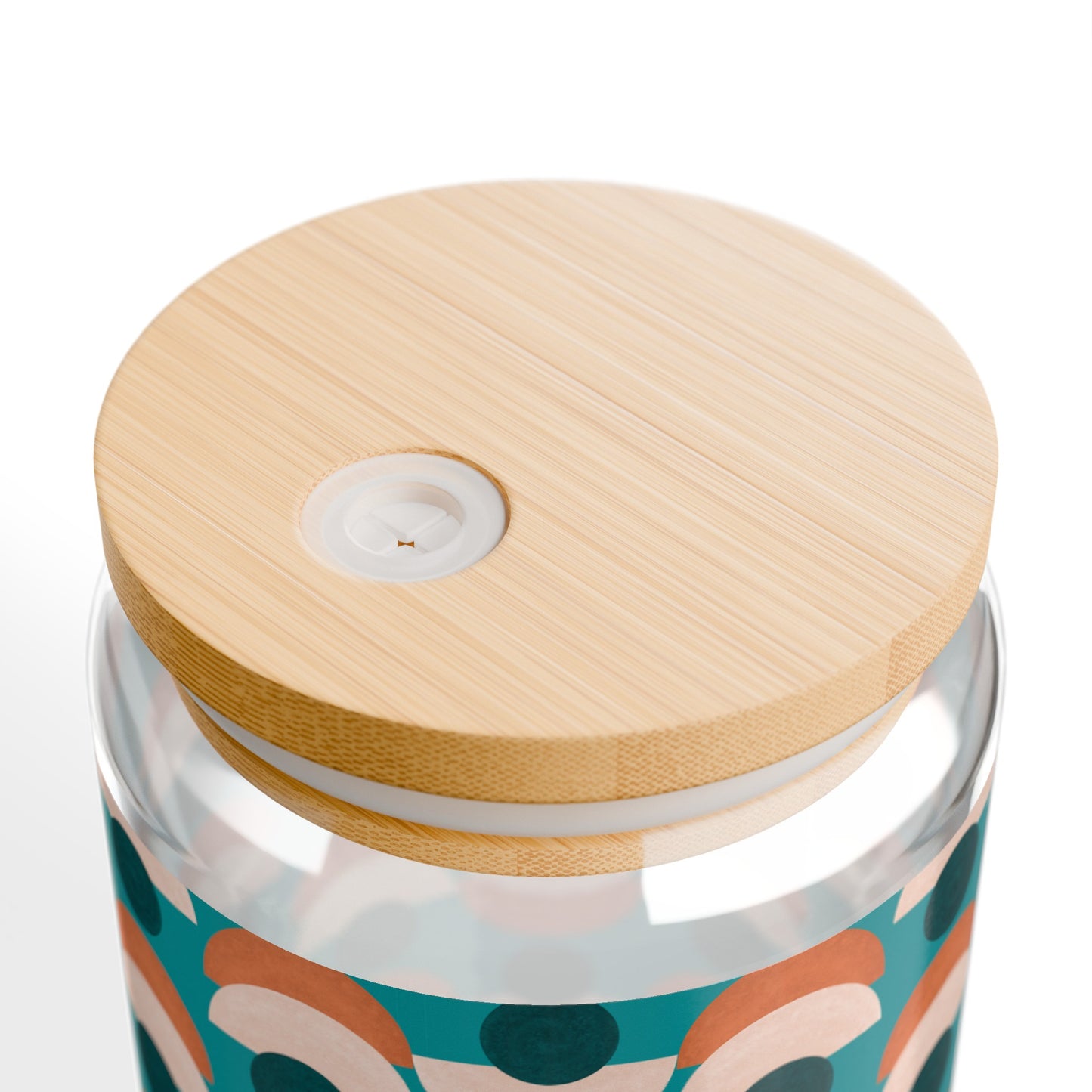 Peach & Green Mid Century Modern Sipper Glass, 16oz