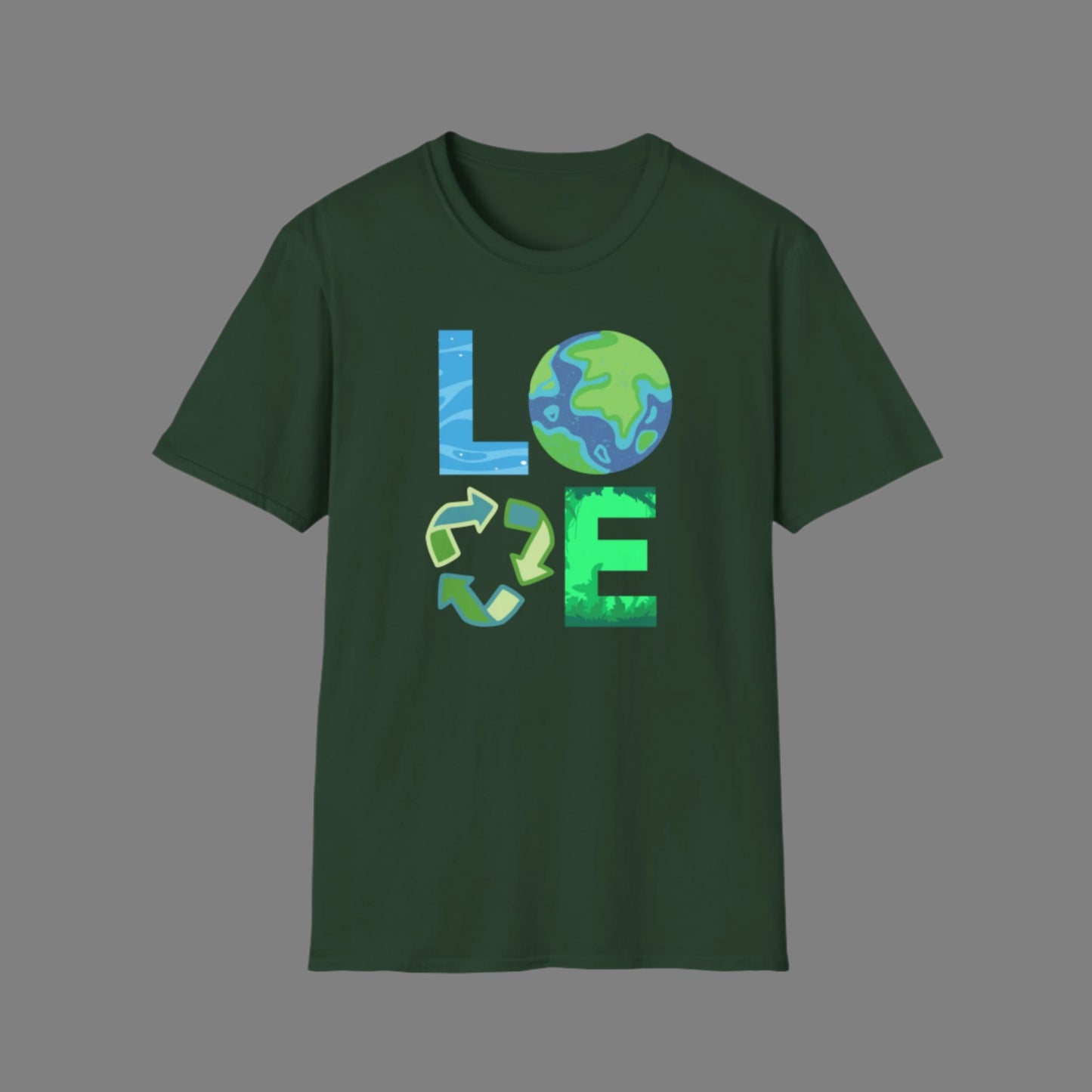 Image: A bright and inspiring Love Earth Day shirt available in sizes for kids and adults, making it a perfect choice for family matching outfits. This design emphasizes environmental responsibility and the importance of protecting the planet. Great for Earth Day events, eco friendly initiatives, or everyday wear, this shirt is a stylish and meaningful way to express love for nature and raise awareness about sustainability, by jaecrece.