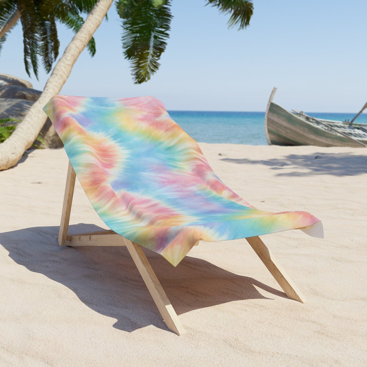 Pastel Tie Dye Beach Towel in shades of Blue, pink, yellow and purple. Watercolor Pool Towel | Coastal Bachelorette Gift | Cruise Accessories | Beach Vacation Blanket | Tween Teen Girl Birthday Gift, by jaecrece