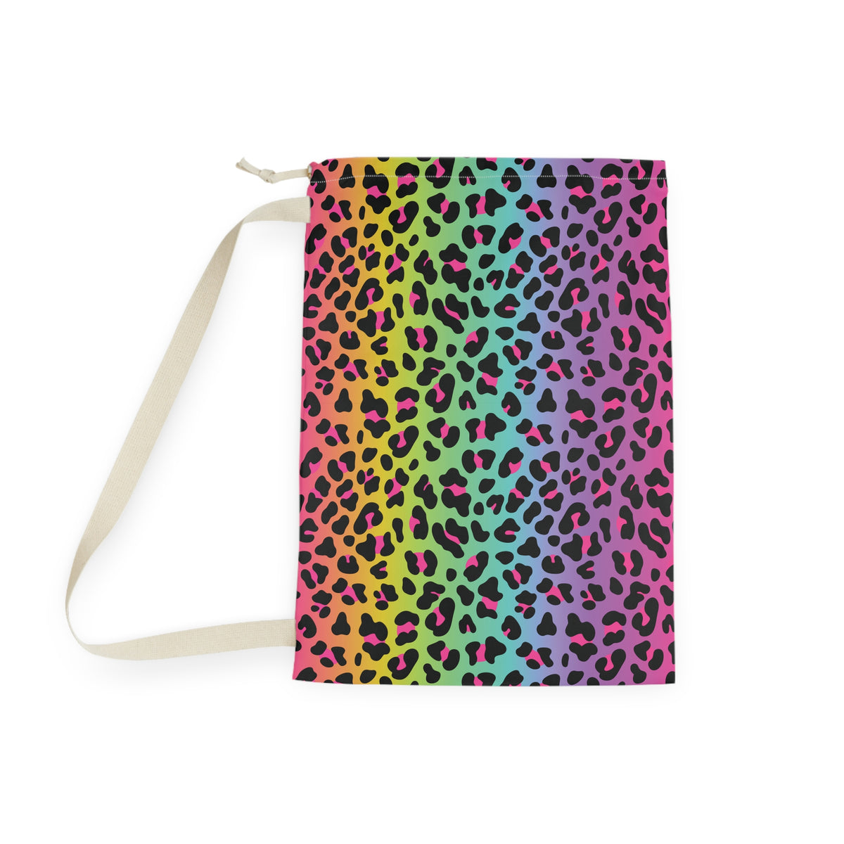 Rainbow Leopard Laundry Bag — Personalized Monogram Laundry Sack for Teens & Dorms
