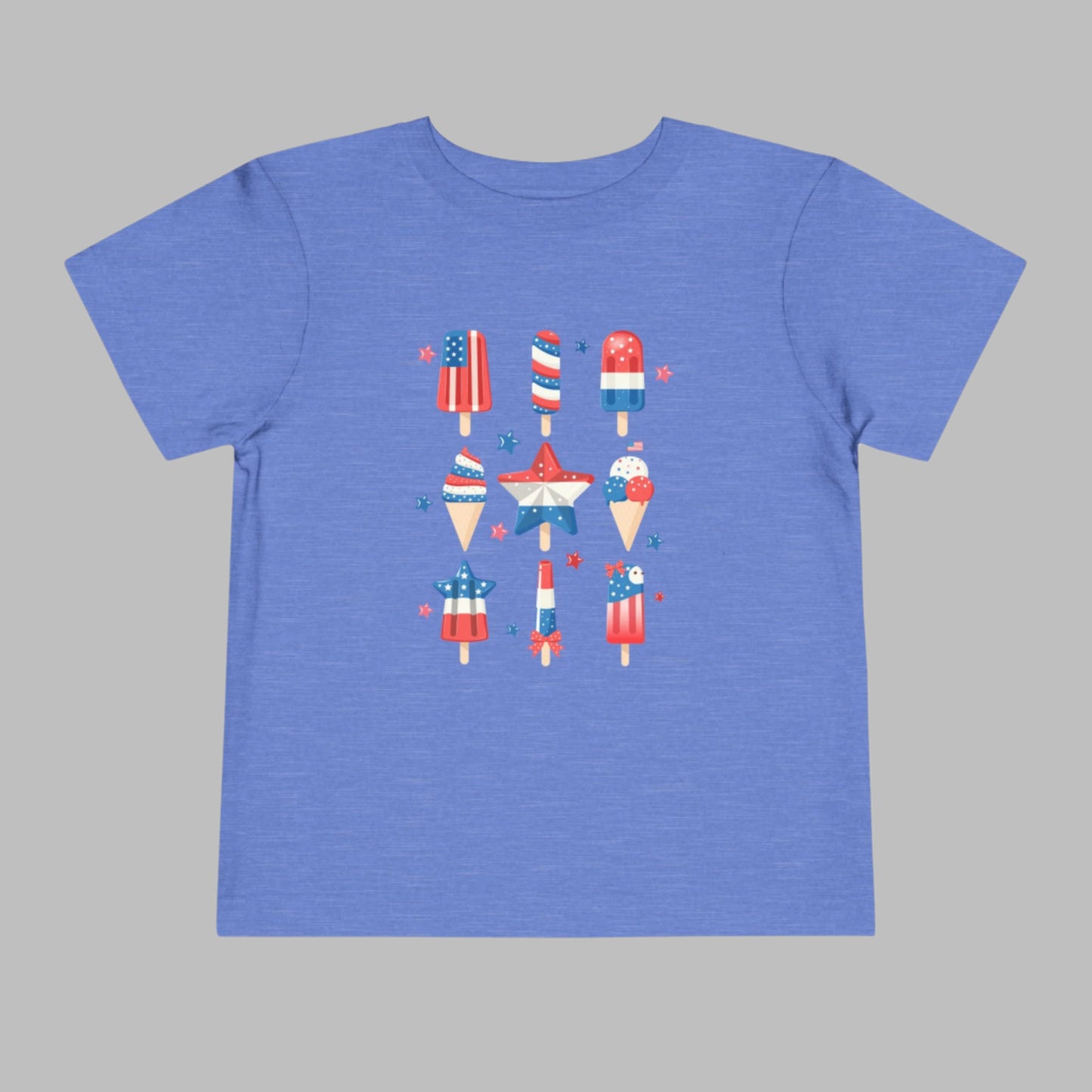 Image: Toddler Fourth of July tee with a fun popsicle print in bold patriotic colors. This red white and blue shirt is designed for summer holidays, making it a must have for Independence Day, Memorial Day, or a casual picnic at the park. Dress your toddler in this cute tee for matching family looks or solo style that’s full of American charm, by jaecrece.