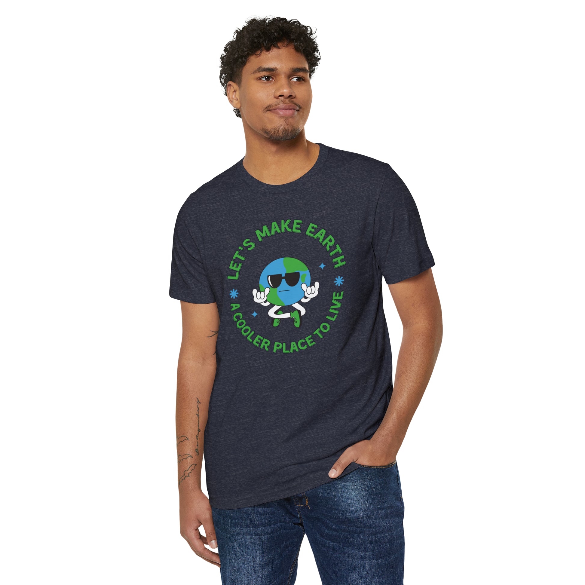 Let's Make Earth a Cooler Place to Live Adult Recycled Organic T-Shirt - jaecrece