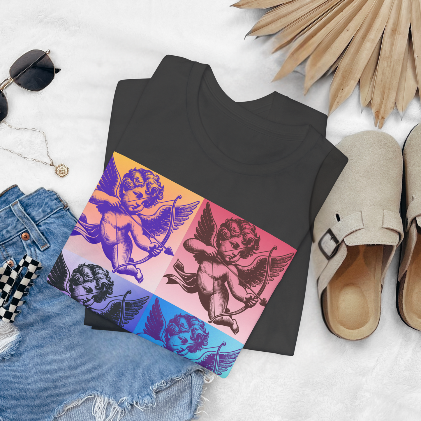 Celebrate love with this bold adult Cupid tee, part of a matching family Valentine’s collection. Designed with a retro pop art feel and a soft cotton fabric, this unisex Bella Canvas tee fits sizes XS–5XL and is available in black, white, and pink. Ideal for photos, school events, or casual parties, this shirt brings together nostalgic vibes and coordinated family style in one comfy piece.