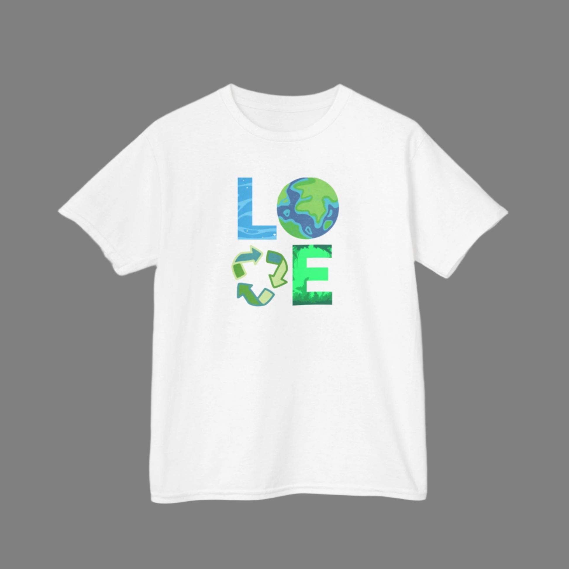 Image: LOVE Earth Day Kids Shirt- A bright and inspiring Love Earth Day shirt available in sizes for kids and adults, making it a perfect choice for family matching outfits. This design emphasizes environmental responsibility and the importance of protecting the planet. Great for Earth Day events, eco friendly initiatives, or everyday wear, this shirt is a stylish and meaningful way to express love for nature and raise awareness about sustainability, by jaecrece.