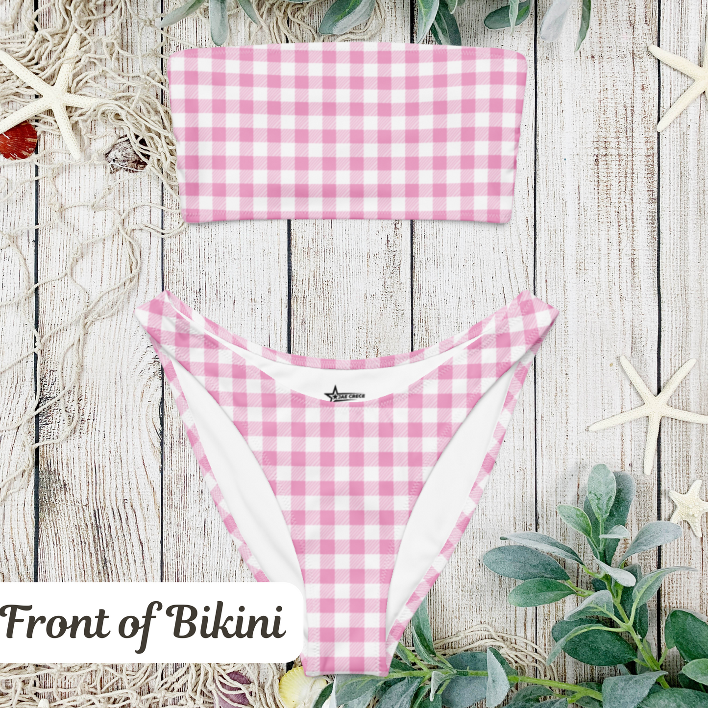 Strapless pink gingham bikini with classic picnic-style print, made for the cottagecore, retro, and soft girl aesthetic. This two-piece swimsuit is perfect for summer trips, coastal getaways, and lounging poolside. The bandeau top adds a timeless vintage vibe while the checkered pattern keeps it flirty and feminine. Ideal for coquette-style outfits, girls' weekends, and vacation photoshoots.