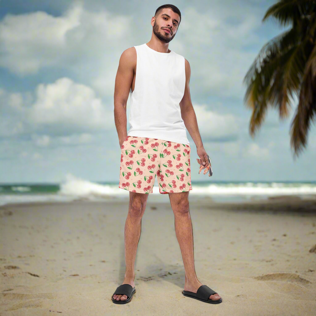 Disco Cherries Mens Recycled Swim Trunks