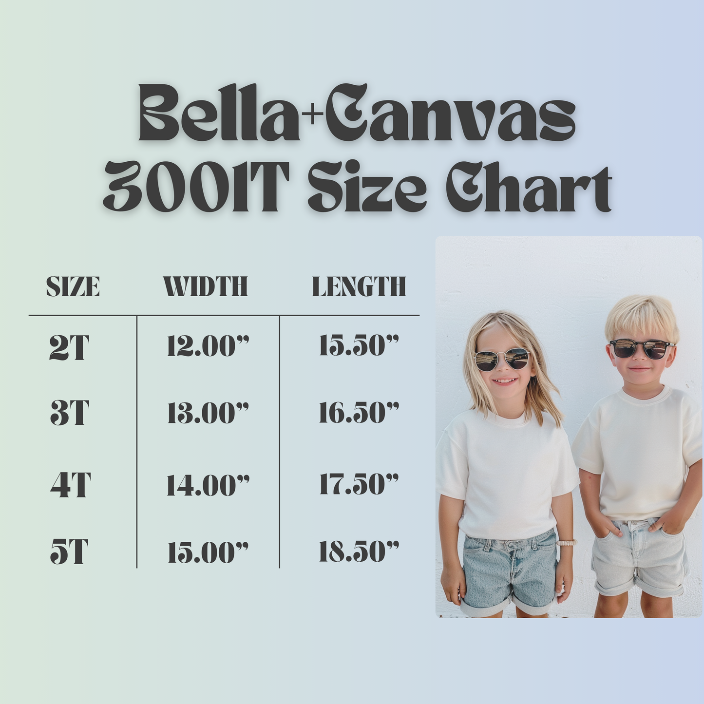 Toddler Size chart