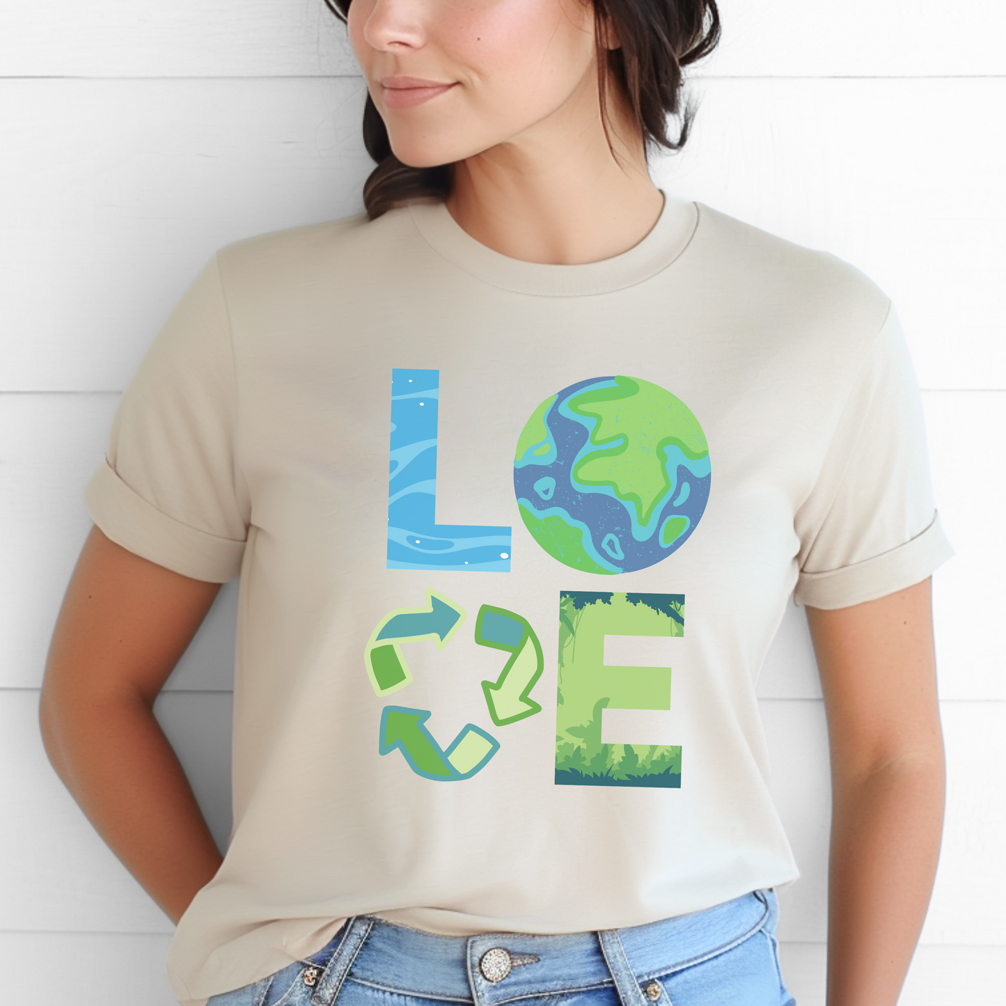 Image: A stylish and comfortable Love Earth Day shirt featuring a bold environmental message. Designed for all ages, this unisex tee is perfect for boys, girls, men, and women who want to show their support for eco friendly living. Whether worn on Earth Day or as an everyday reminder to care for the planet, this shirt makes a great statement piece for nature lovers, activists, and families who believe in protecting Mother Earth, by jaecrece.