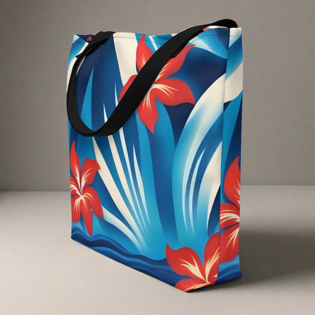 Red White and Blue Hawaiian Tote Bag