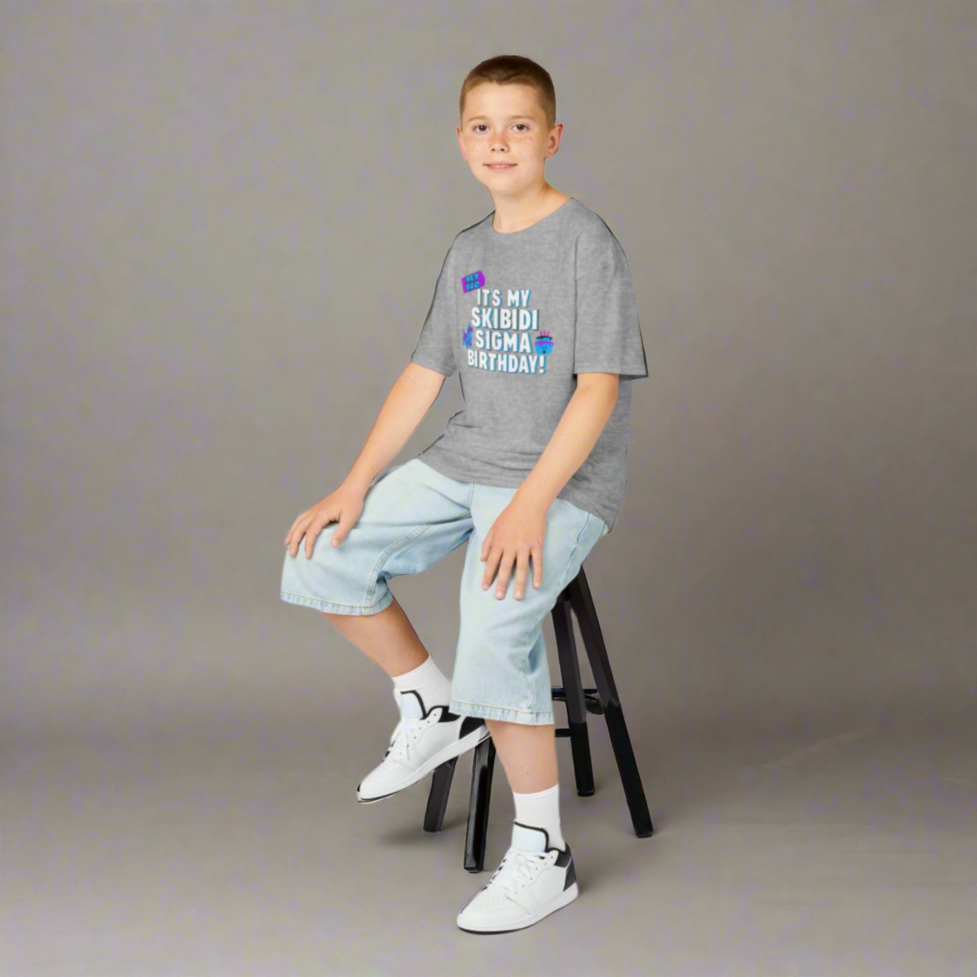Skibidi Sigma fans, rejoice! This birthday shirt is made for meme-loving tweens, teens, and kids. “Hey Bro! It’s my Skibidi Sigma Birthday!” makes a bold, hilarious statement on this comfy tee, available in Navy, Black, Sport Grey, and White. Ideal for gamer boys, girls, and party-ready meme kids, this shirt pairs internet humor with birthday celebration vibes in a trendy, playful design.