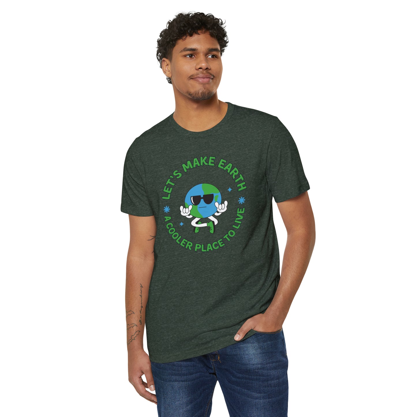Let's Make Earth a Cooler Place to Live Adult Recycled Organic T-Shirt - jaecrece