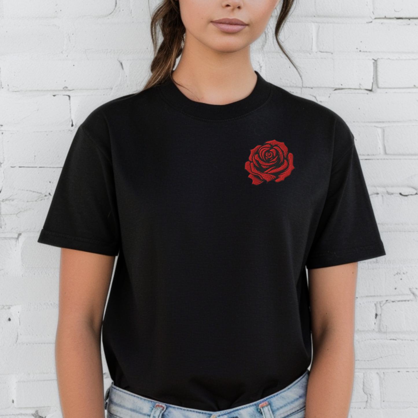 Image: This embroidered rose pullover showcases a single deep red rose in a traditional tattoo-inspired design. Whether you are drawn to the dark academia aesthetic or looking for a unique floral piece, this sweatshirt blends classic romance with modern comfort. Perfect as a thoughtful gift or a stylish everyday layer, this piece embodies elegance and charm. A staple for lovers of roses and embroidery, by jaecrece.