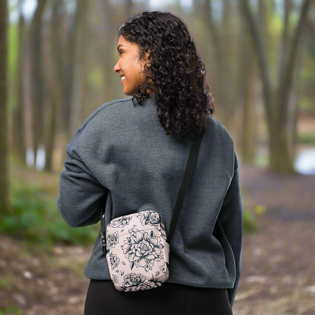 Pink Tattoo Roses Utility Crossbody Bag