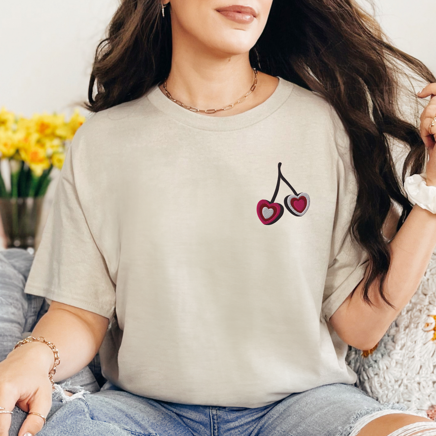 Image: This embroidered cherry crewneck brings a sweet and stylish touch to any outfit with its minimalist fruit-inspired design. The delicate cherry heart with a bow captures the coquette aesthetic while maintaining a classic and cozy appeal. Whether dressing up for brunch or lounging at home, this versatile sweatshirt is a must-have for anyone who loves girly fashion and soft, feminine details, by jaecrece.