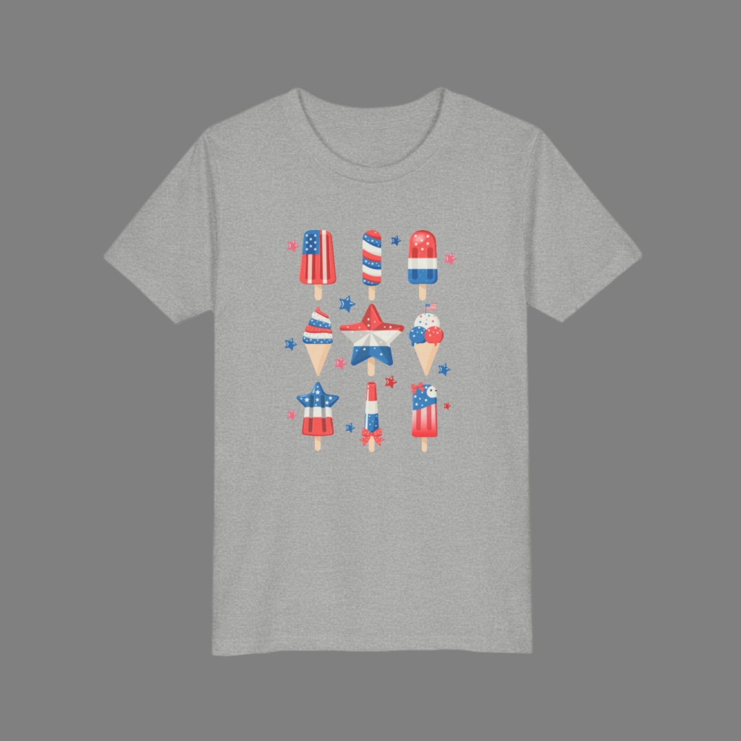 Image: Celebrate the stars and stripes with this red white and blue popsicle shirt for children in sizes S to XL. A festive choice for the 4th of July, Memorial Day, or Veterans Day, this kids tee features a playful frozen treat that brings extra fun to every celebration. Ideal for summer outings, fireworks, and patriotic parades, it is both cute and comfy, by jaecrece.