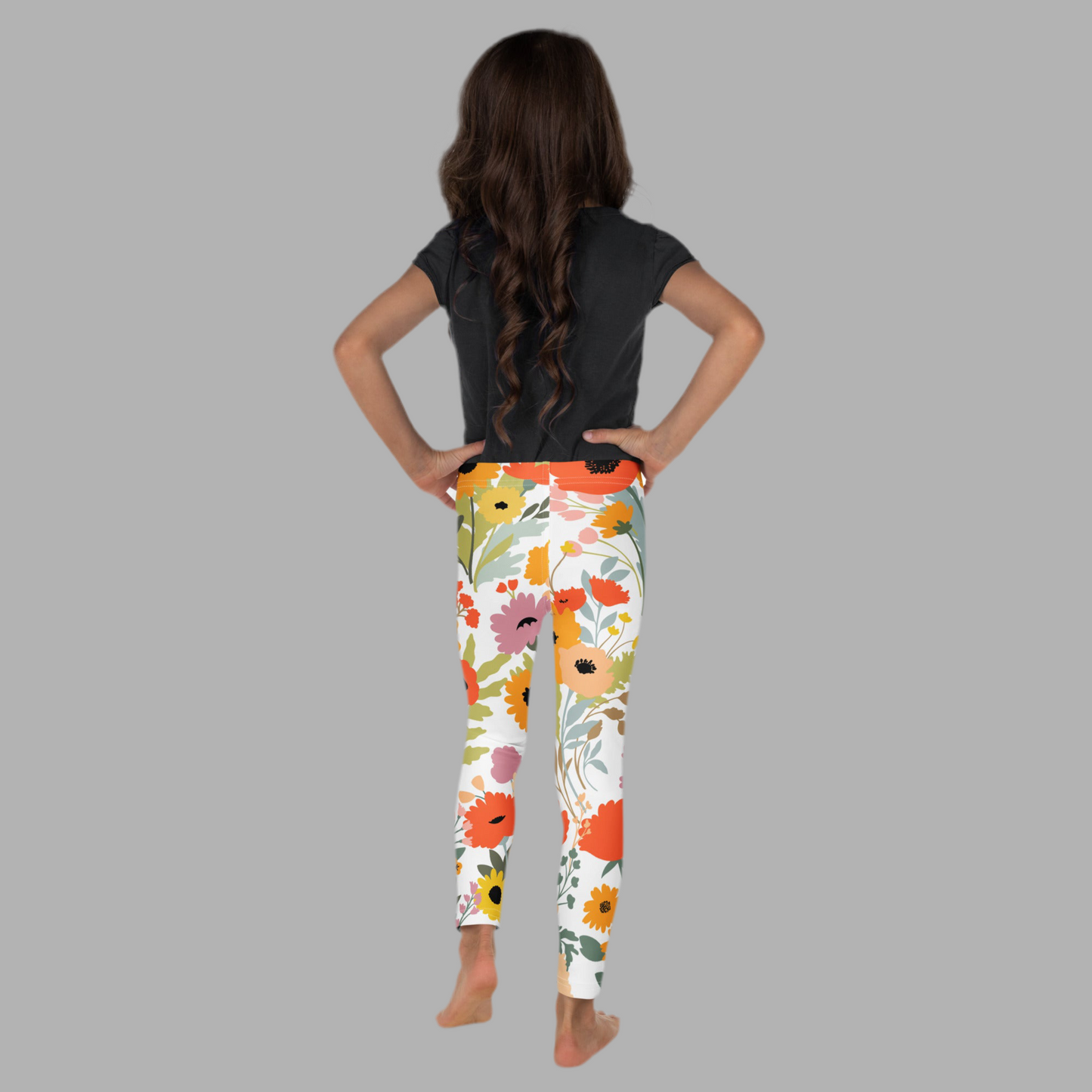 Image: Celebrate spring in style with our toddler girls leggings featuring a watercolor wildflower design in pink, yellow, and green tones. Made for active toddlers in sizes 2T to 7, these leggings are soft, stretchy, and playful. Great for everyday wear, photo shoots, or matching family outfits with coordinating sizes for girls and women, by jaecrece.