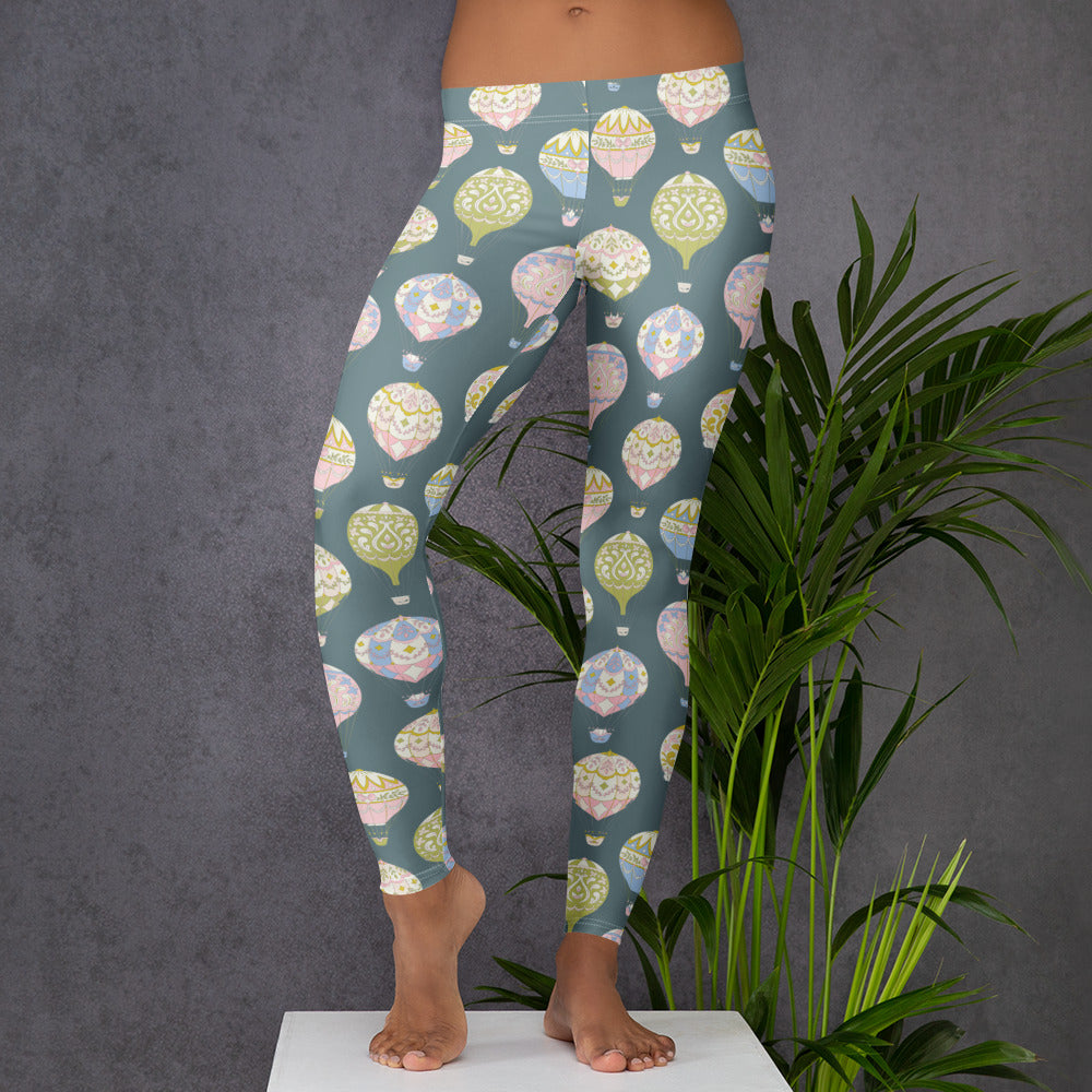 These Hot Air Balloon Ladies Leggings feature a playful sky-inspired pattern in pastel pink, yellow, and blue hues. Made with breathable microfiber yarn and elastic waistband for a perfect fit, they’re soft, supportive, and ideal for yoga or everyday wear. Coordinate with your child’s matching leggings for a sweet mommy and me look.