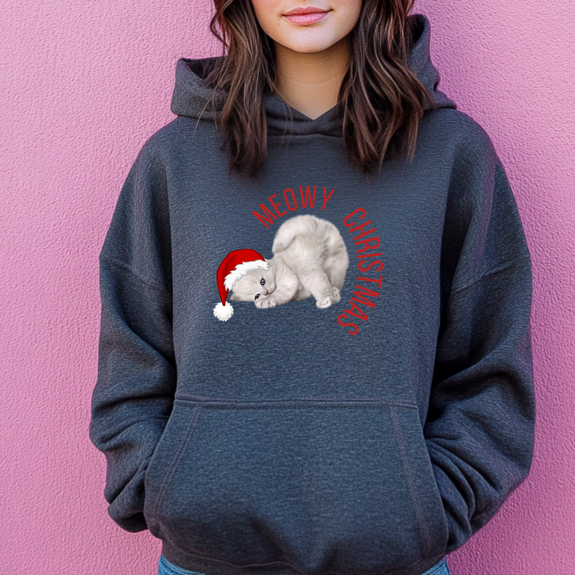 Get festive with this Meowy Christmas adult sweatshirt, a soft fleece pullover featuring a cheerful holiday cat graphic. Perfect for cat lovers and holiday revelers, this unisex Christmas sweatshirt is available in sizes S–5XL and coordinates with toddler and youth pieces for matching family photos. Whether you’re looking for a comfy Christmas cat shirt or a funny holiday top, this cozy design makes the season bright.