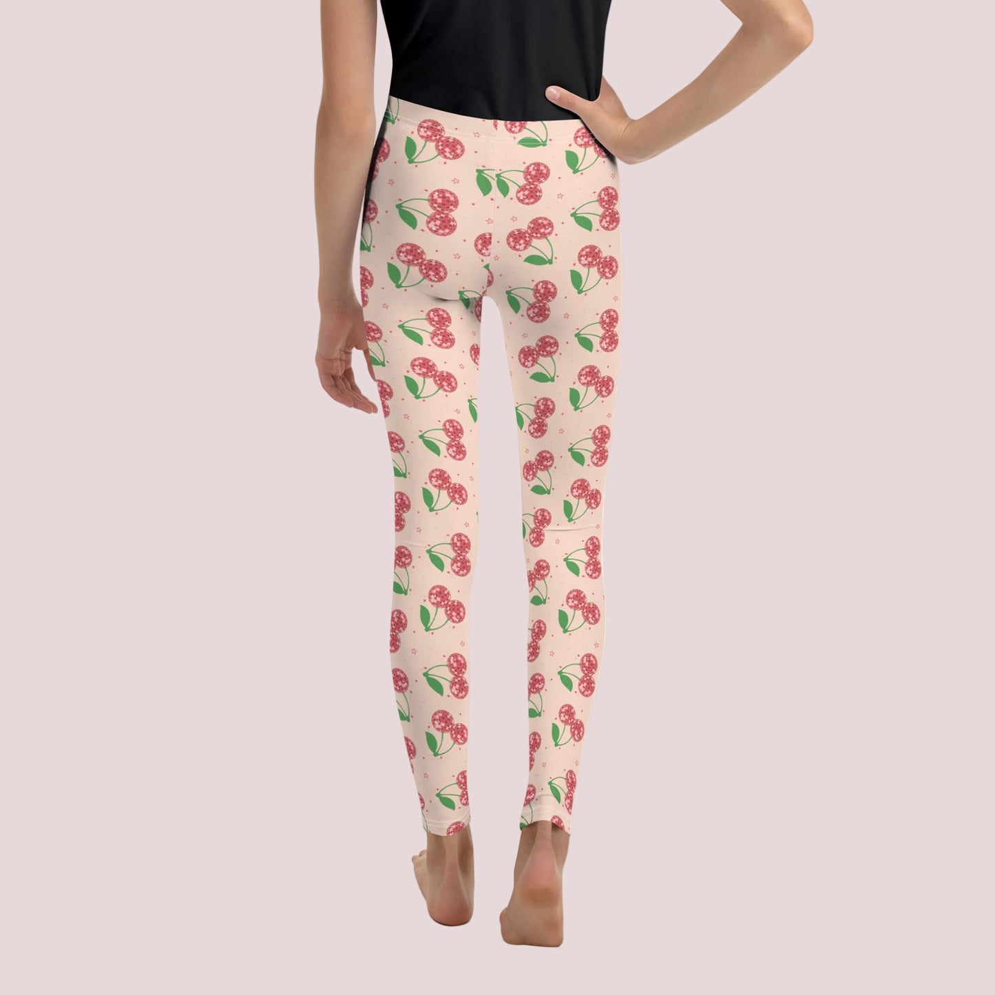 Pink Disco Ball Cherry Tween Leggings