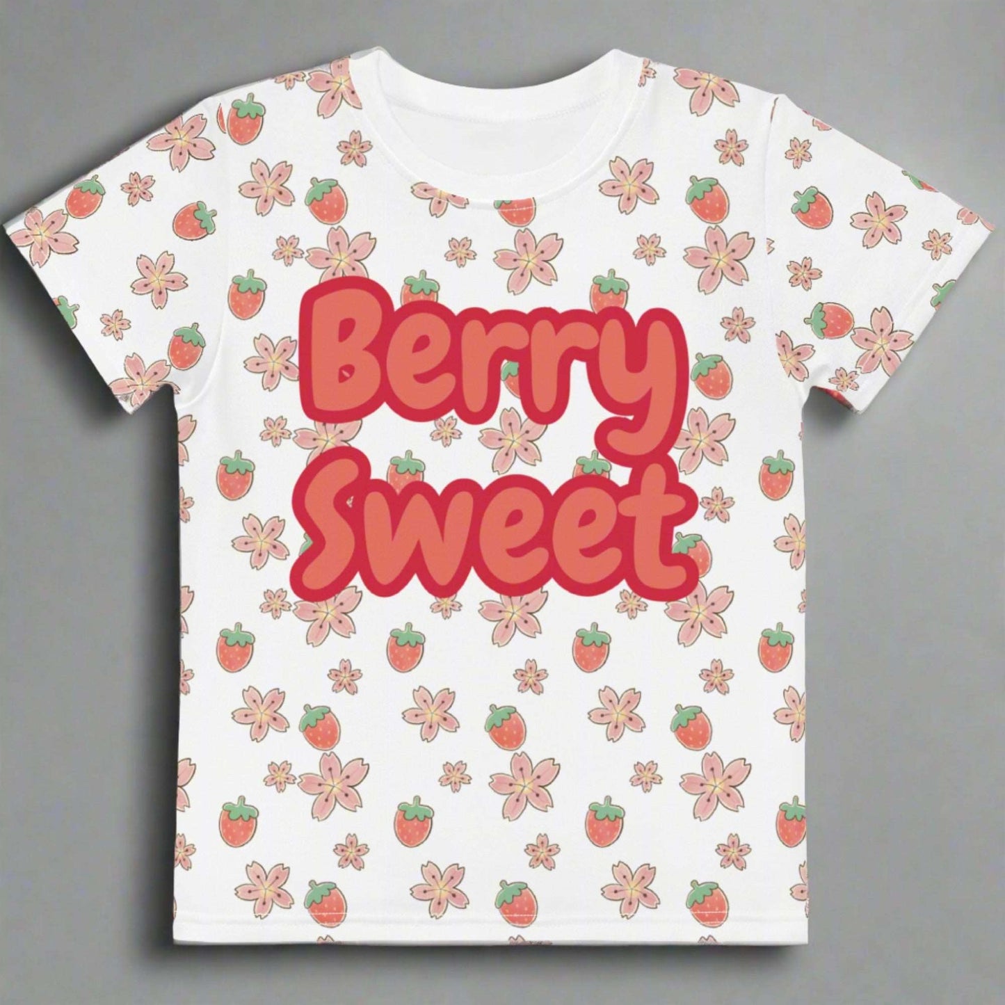 Berry Sweet All Over Print Crew Neck TShirt Size 2T-7 - jaecrece
