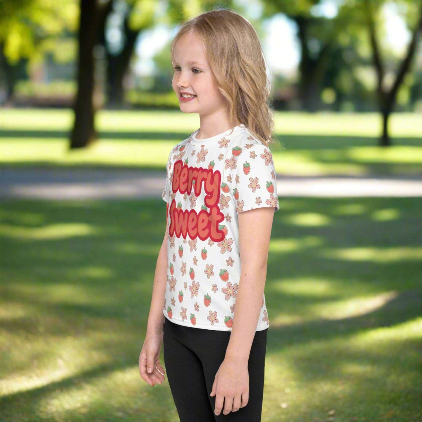 Berry Sweet All Over Print Crew Neck TShirt Size 2T-7 - jaecrece