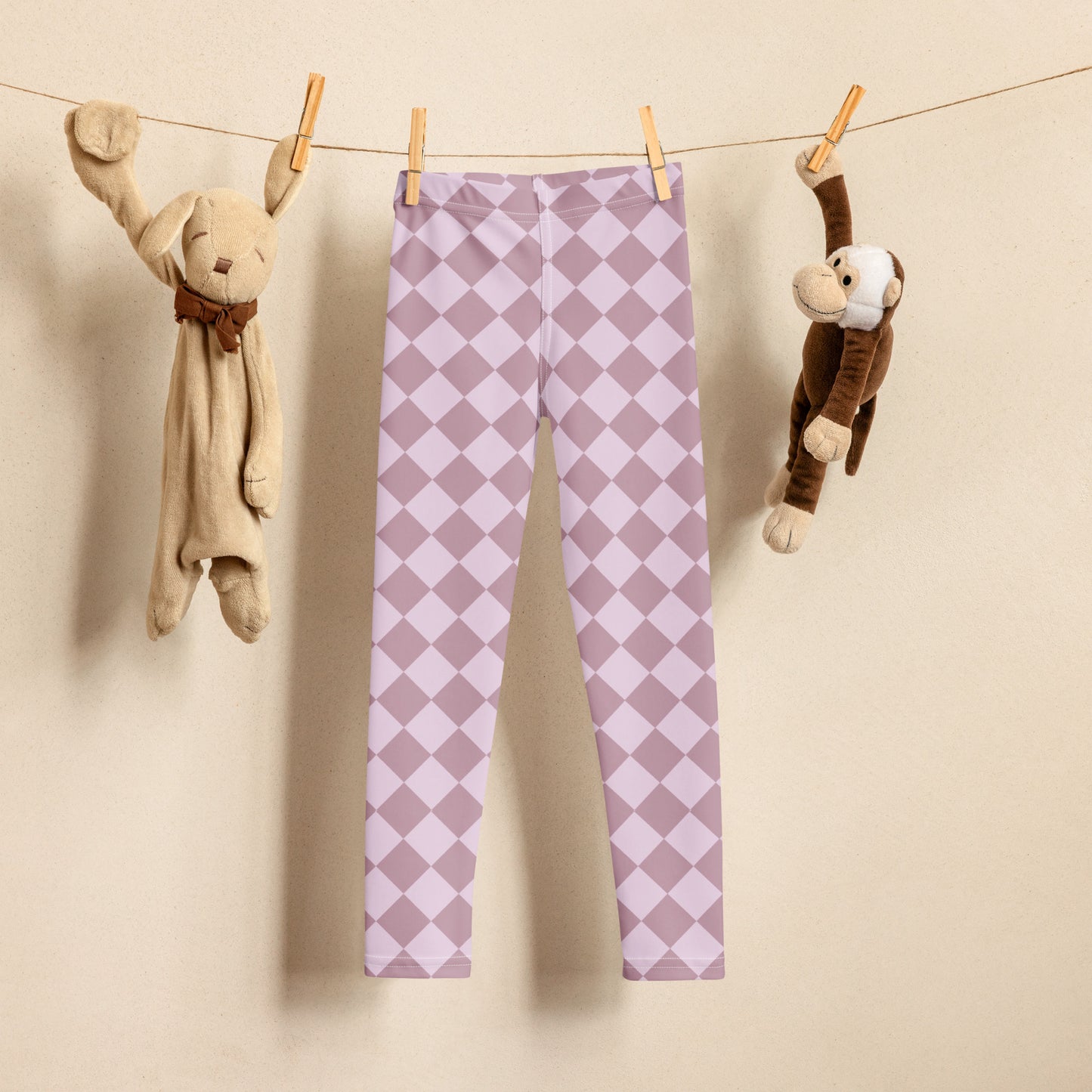 Purple & Lavender Diamond Checkerboard Printed Toddler Leggings, available in sizes 2T-7. Perfect for costume dress up for Halloween, or would make a cute addition to a Valentine's Day or Easter outfit. by jaecrece