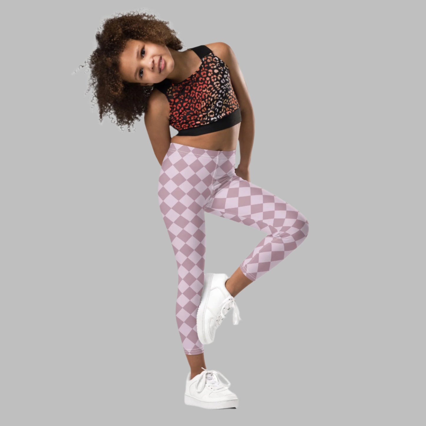 Purple & Lavender Diamond Checkerboard Printed Toddler Leggings, available in sizes 2T-7. Perfect for costume dress up for Halloween, or would make a cute addition to a Valentine's Day or Easter outfit. by jaecrece