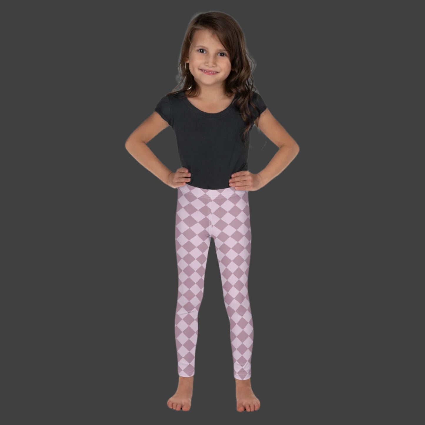 Purple & Lavender Diamond Checkerboard Printed Toddler Leggings, available in sizes 2T-7. Perfect for costume dress up for Halloween, or would make a cute addition to a Valentine's Day or Easter outfit. by jaecrece