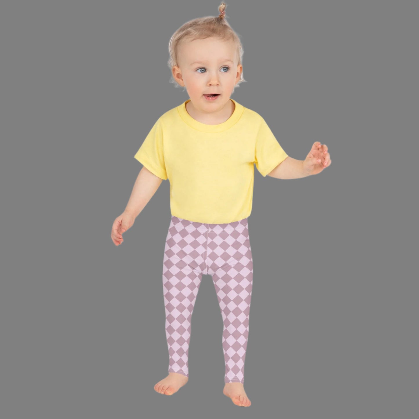 Purple & Lavender Diamond Checkerboard Printed Toddler Leggings, available in sizes 2T-7. Perfect for costume dress up for Halloween, or would make a cute addition to a Valentine's Day or Easter outfit. by jaecrece