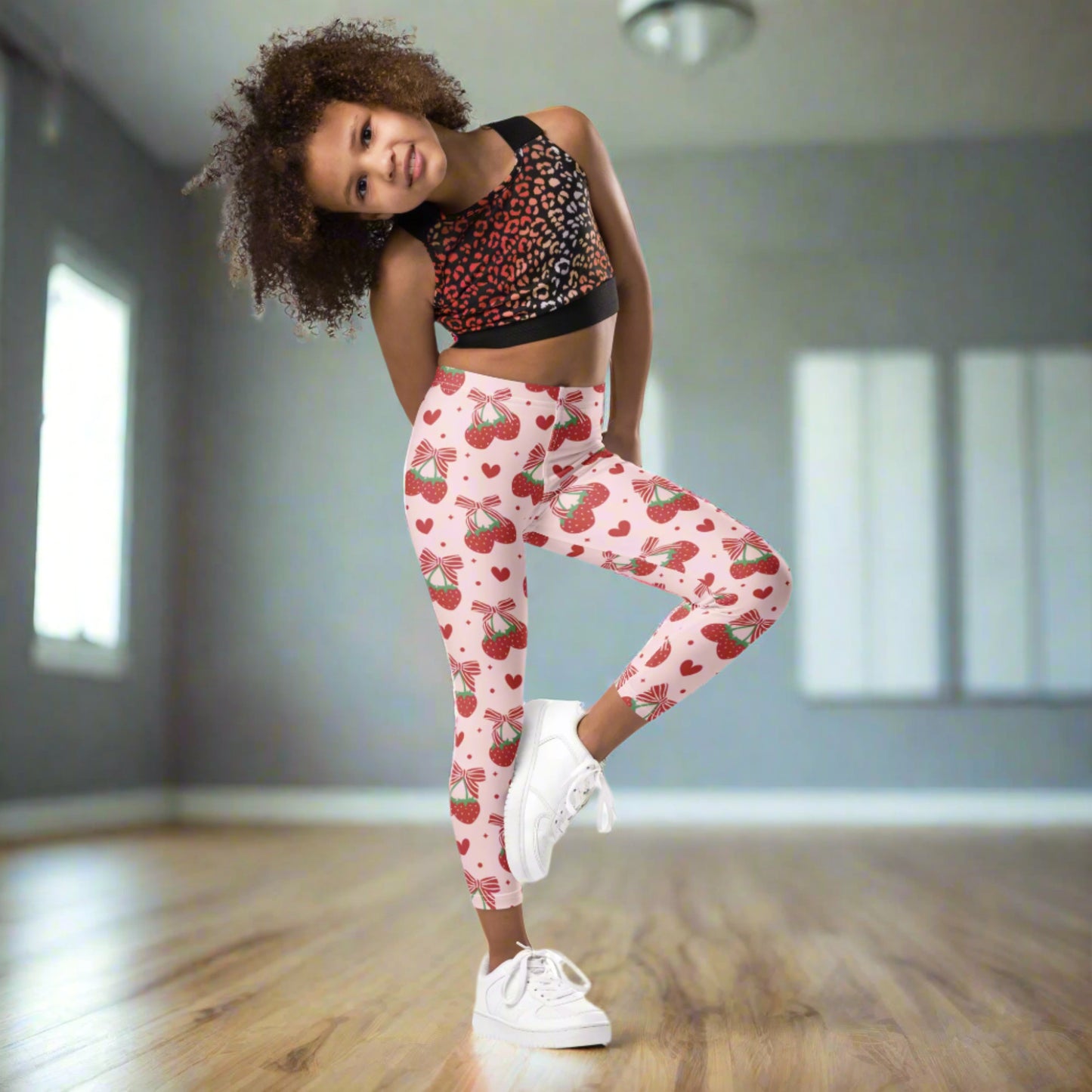 Image: Red bows and happy strawberries cover these pink leggings, designed for toddlers and girls who love to dress with a little sparkle. Available in sizes 2T through 7, they’re great for twirling, storytelling, and all kinds of fun. Soft and stretchy, they offer comfort for busy play days and charm for every outfit. A lovely gift for sweet little fashion lovers, by jaecrece.