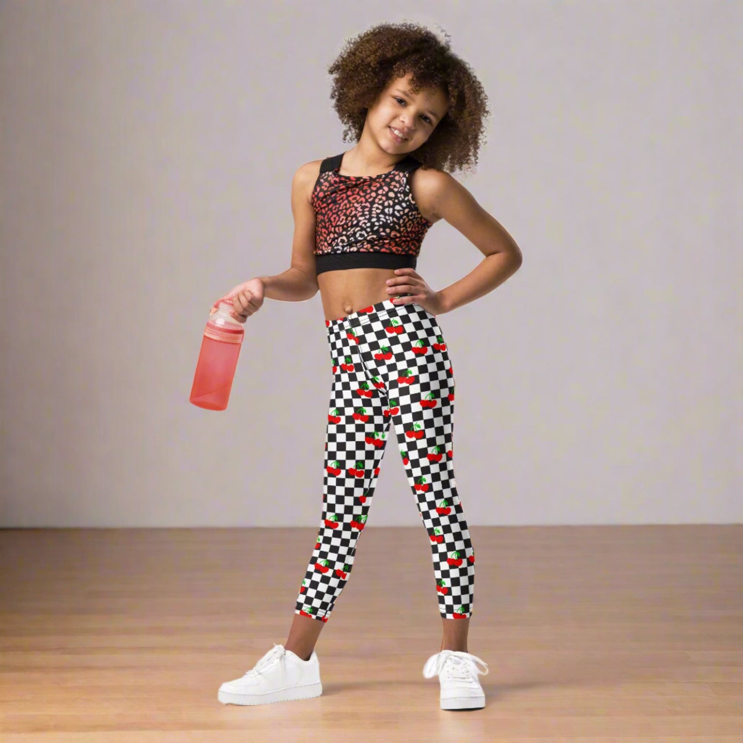 Love You CHERRY Much Child Leggings, Size 2T-7, with a black and white checkerboard cherry pattern. These - jaecrece These toddler leggings are great for back to school or as a birthday or christmas gift!
