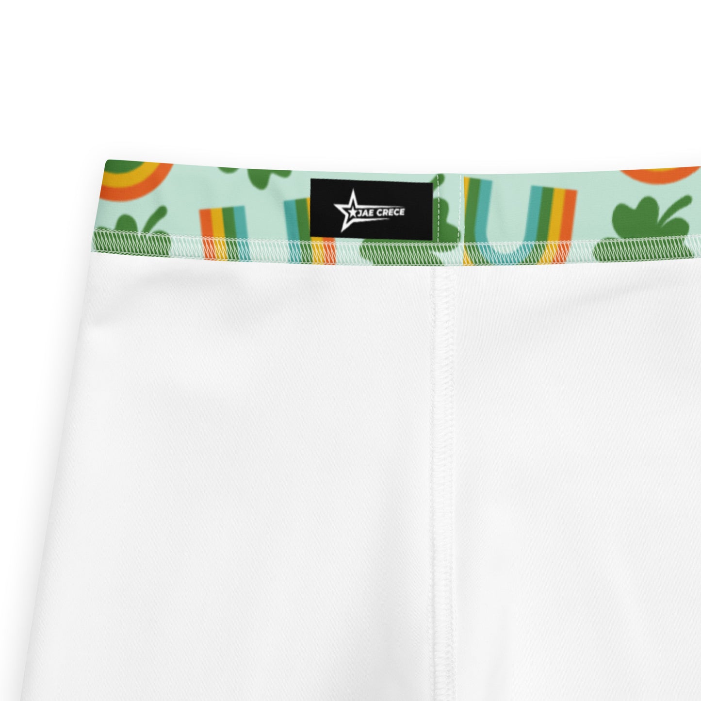 Image: St Patricks Day Toddler Leggings, soft printed tights with a repeating rainbow and shamrock print, All You Need is Luck St Pattys Day Child Leggings, Cute Rainbow & Shamrock Pattern, Girls Yoga Pants with Shamrock & Rainbow Pattern, by jaecrece