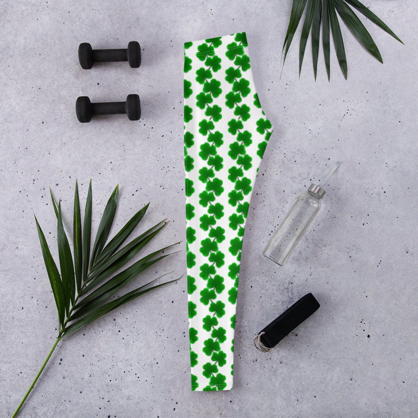 Image: St Patricks Day Leggings for toddler girls, tween, teens and women. These women’s St. Patrick’s Day leggings feature an all-over shamrock design on a white background with a mid-rise waistband and full-length legs. Designed for comfort and flexibility, they’re ideal for festive holiday looks, casual wear, or matching with kids for a coordinated family outfit. Available in sizes XS to XL, these fun leggings are perfect for celebrating in style.