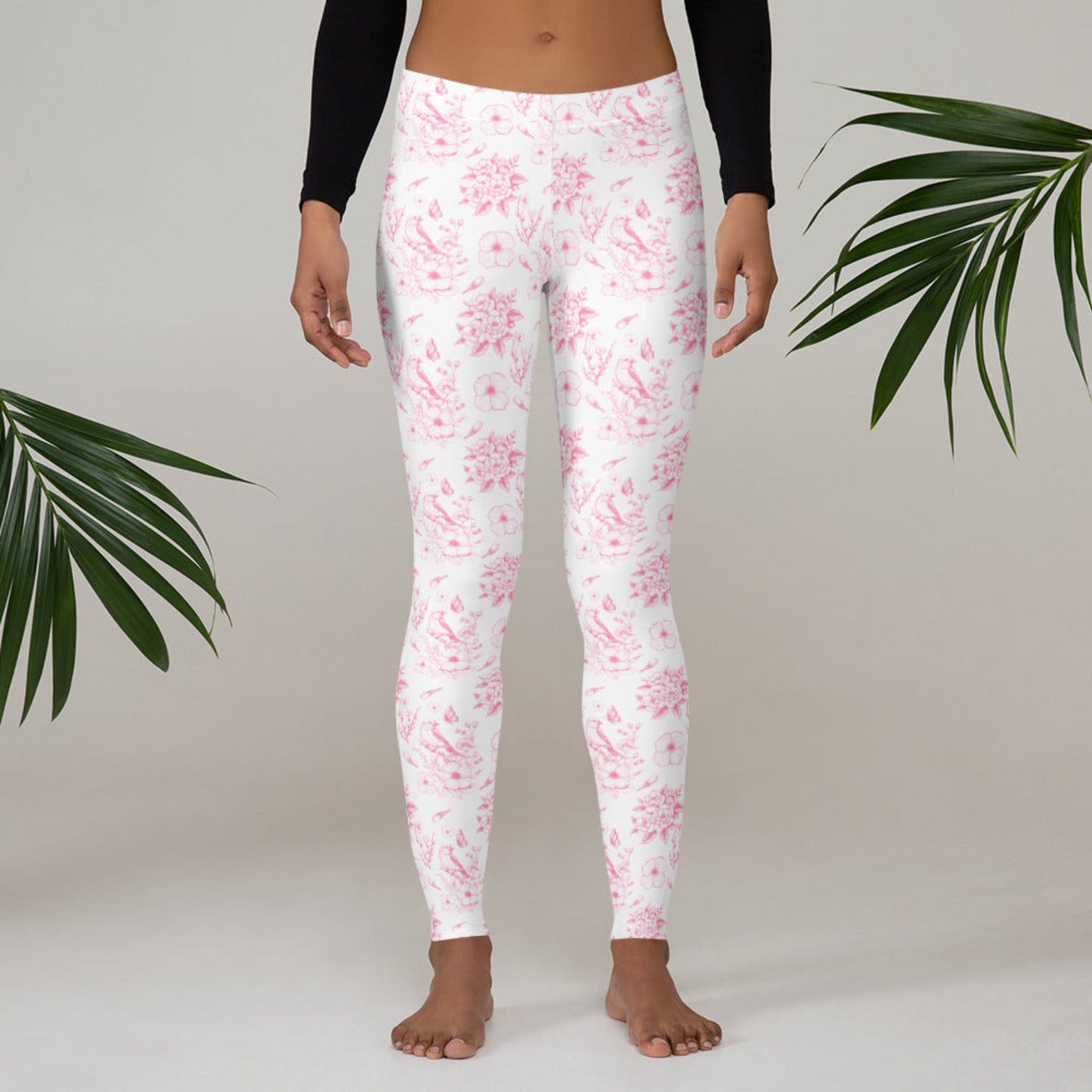Image: Featuring a soft pink toile print, these women’s leggings offer a cozy, stretchy fit that’s both flattering and practical. Ideal for moms looking for family matching outfits, this XS to XL style complements toddler and youth leggings for coordinated photos, holidays, or seasonal outings. A blend of comfort and vintage charm, perfect for everyday wear or special celebrations, by jaecrece.