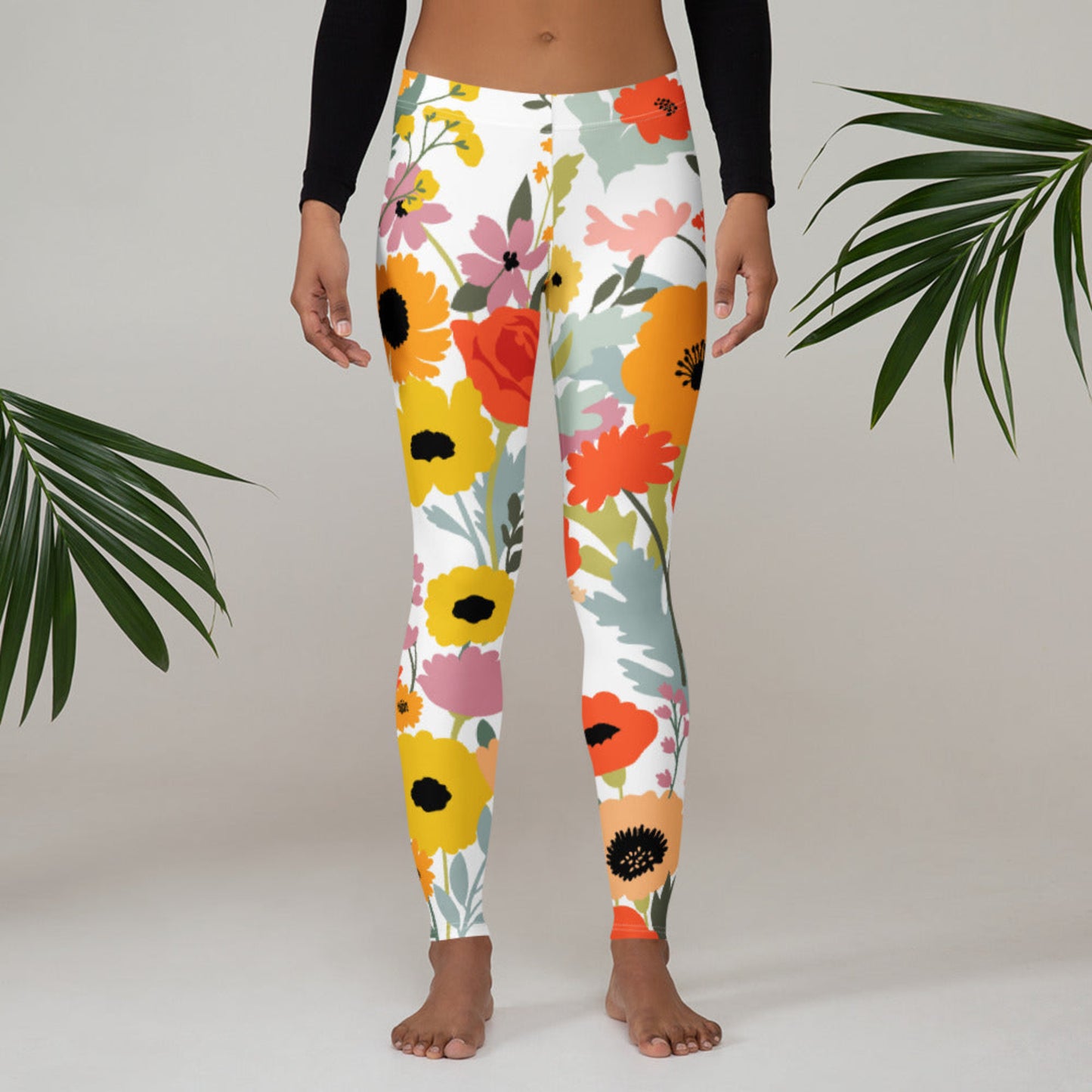 Image: Wildflower print leggings designed for women who love soft florals and charming everyday wear. These ladies leggings offer a dreamy look with their garden inspired design and comfy feel. Great for relaxed weekends, light exercise, or pairing with a cute tee or cardigan, this floral activewear is available in XS to XL sizes for the perfect cozy fit, by jaecrece.