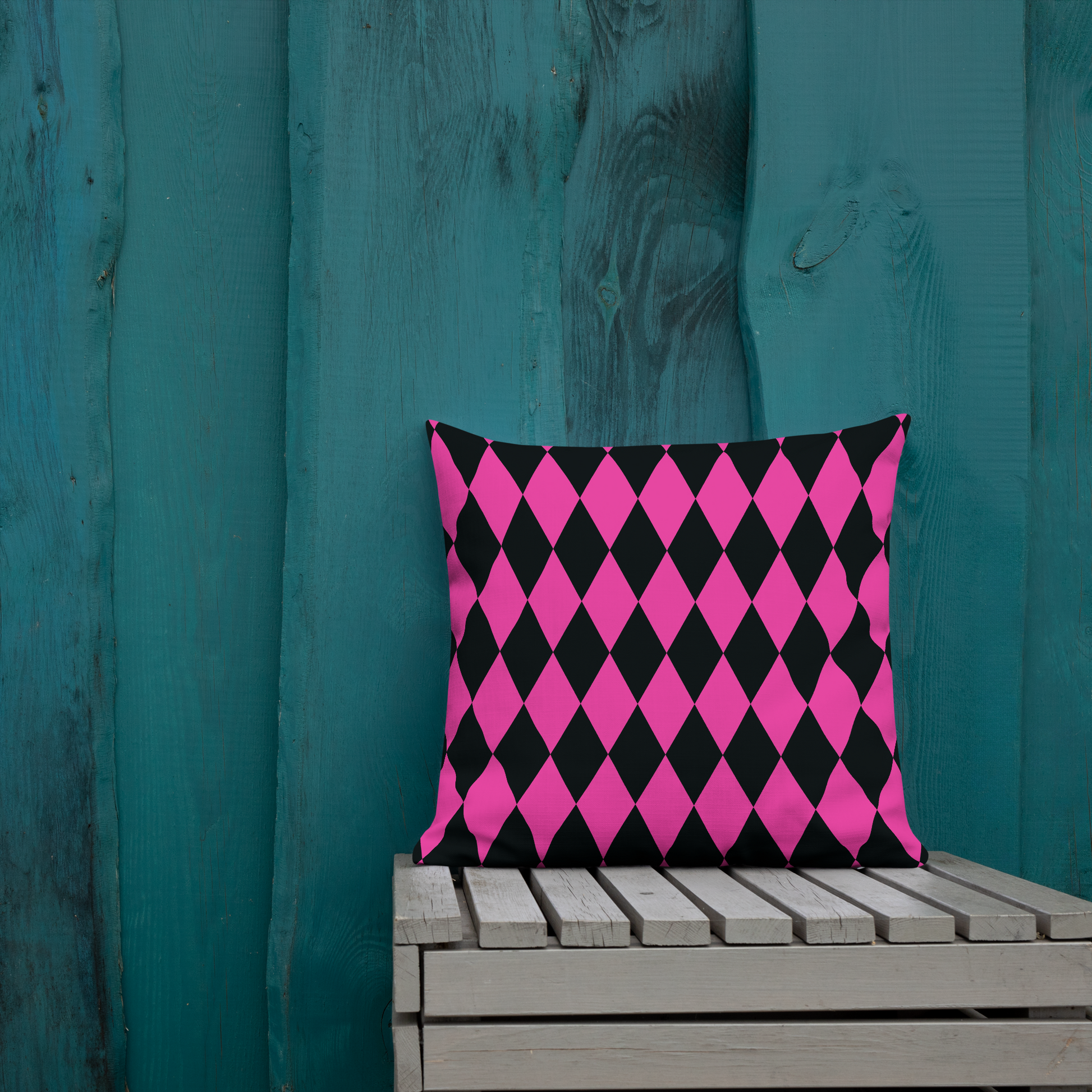Ghost Face Pink Throw Pillow- this pillow is bright pink with ghost face on the front and has  black & bright pink diamond pattern on the back. Cute Halloween Accent Pillow, Pink Ghost Spooky Vibes, House Decoration, Haunted Mansion Decor, Fall Girly