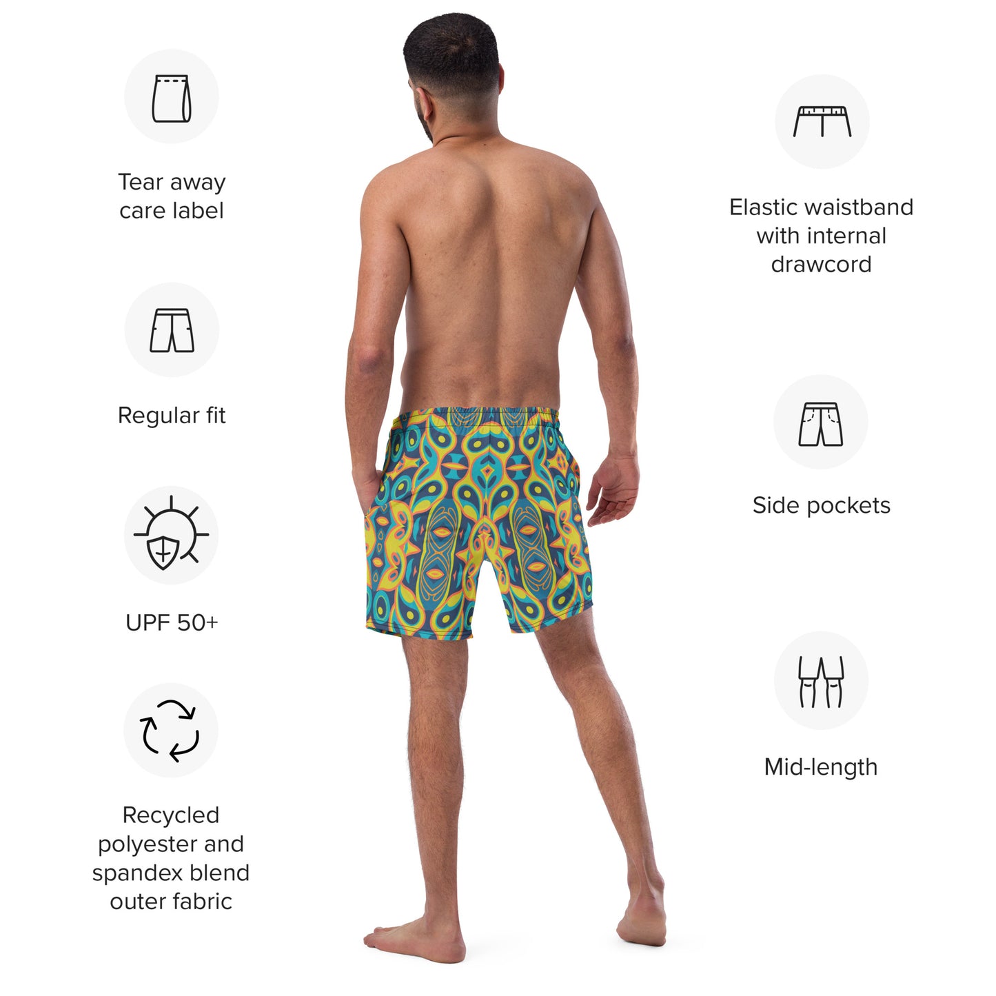 Mid Century Modern Mosaic Recycled Men's Swim Trunks