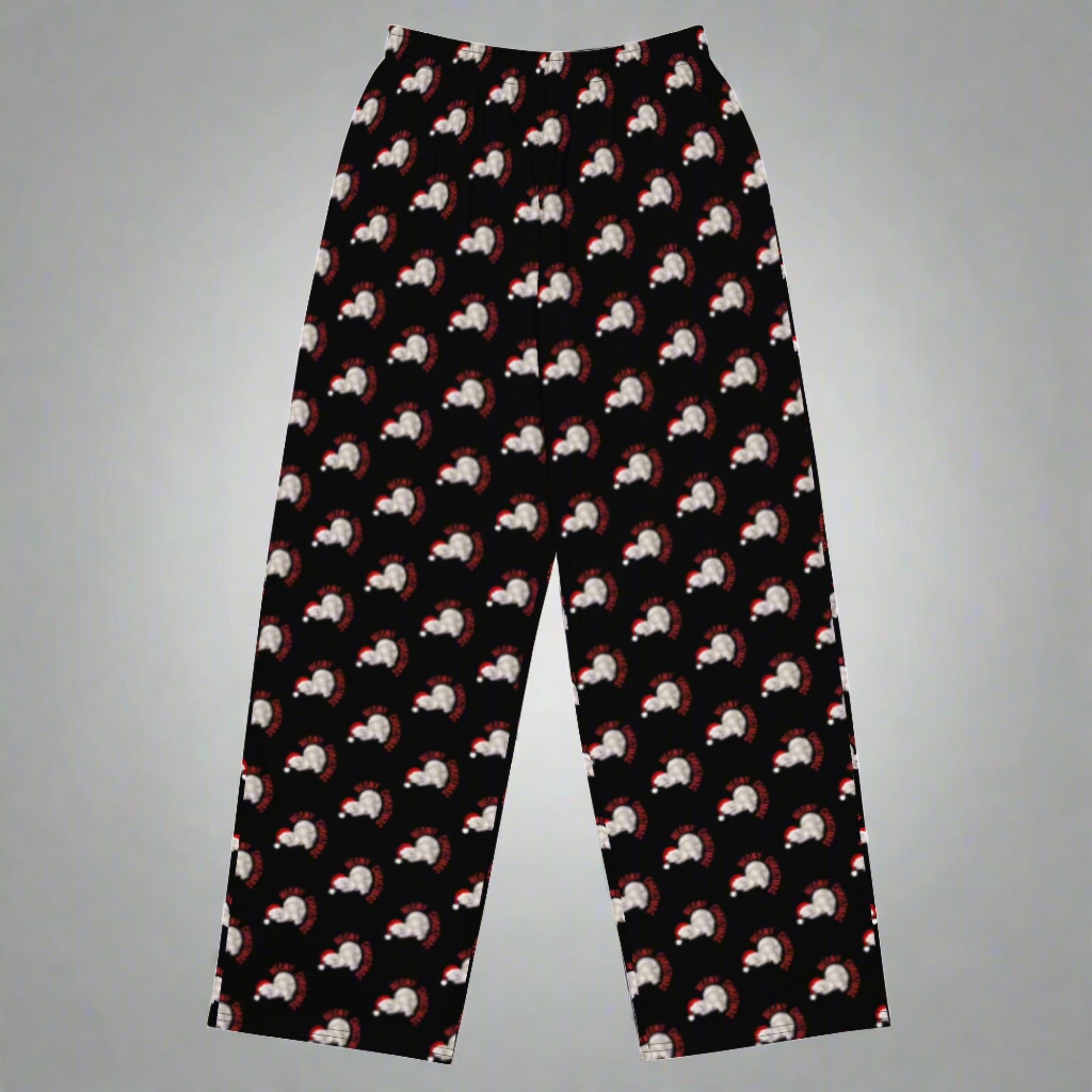 Purr-fect for Christmas lovers and cat enthusiasts, these Meowy Christmas wide leg pants come in adult sizes 2XS–6XL and feature a cozy fit with a cute repeating print on a black base. Whether you're relaxing by the fire or snapping family photos, these pants are a great addition to your holiday wardrobe. Part of a mama and mini matching set for festive family fun.