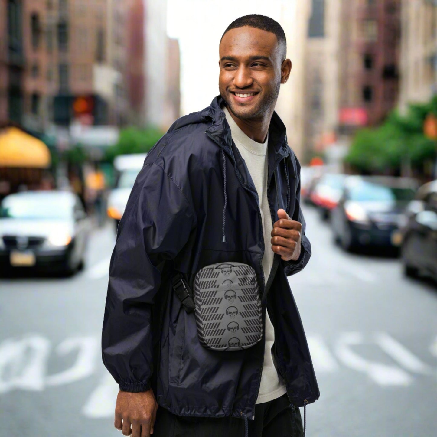Skull & Headphones Utility Crossbody Streetwear Bag