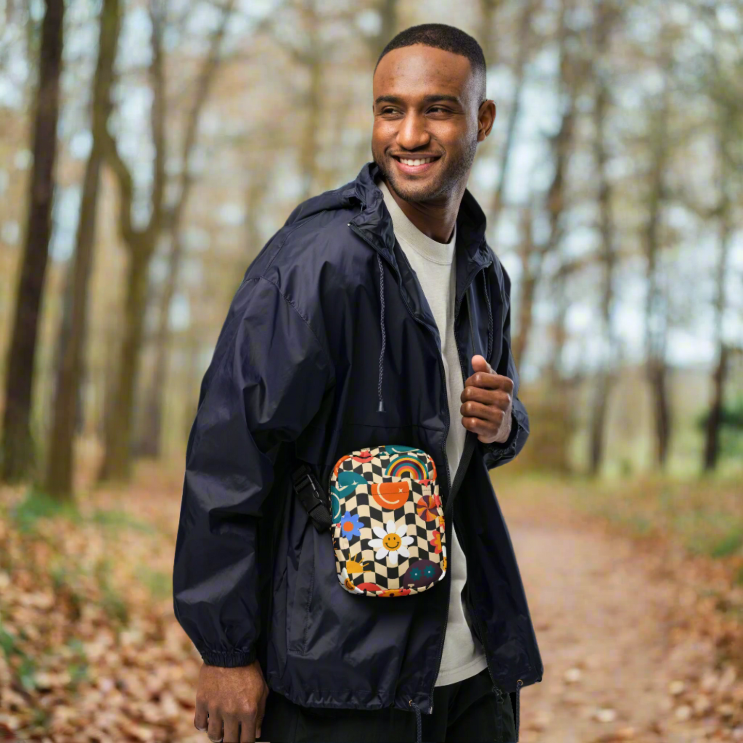 Image: This fun and functional small canvas tote bag features a classic checkerboard pattern and cute smiley face, making it a standout piece for tweens and teens. Whether used as a fanny pack alternative or a compact camera bag, this crossbody is lightweight, durable, and full of personality. Great for birthdays, summer break, or back to school season, it is a trendy and cheerful everyday accessory, by jaecrece.