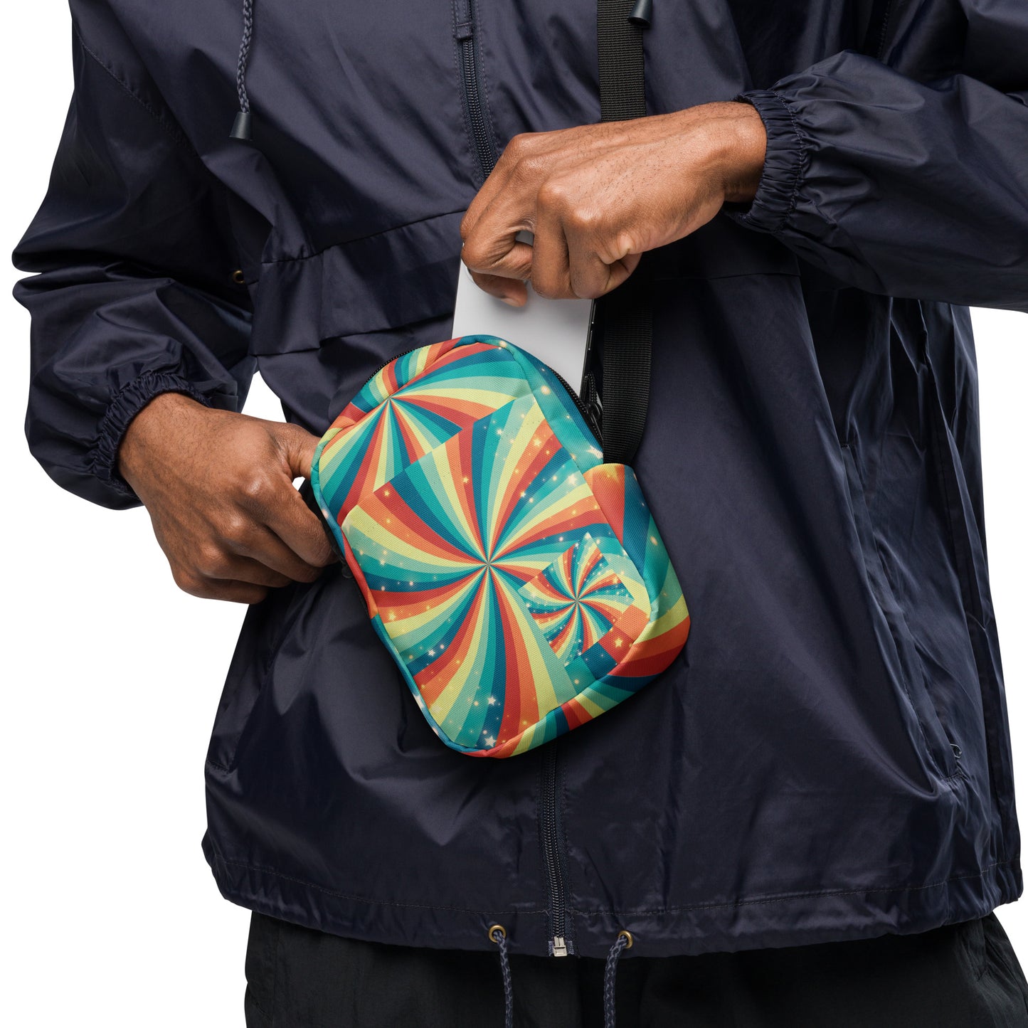 Stars and Rainbow Swirls Utility Crossbody Bag