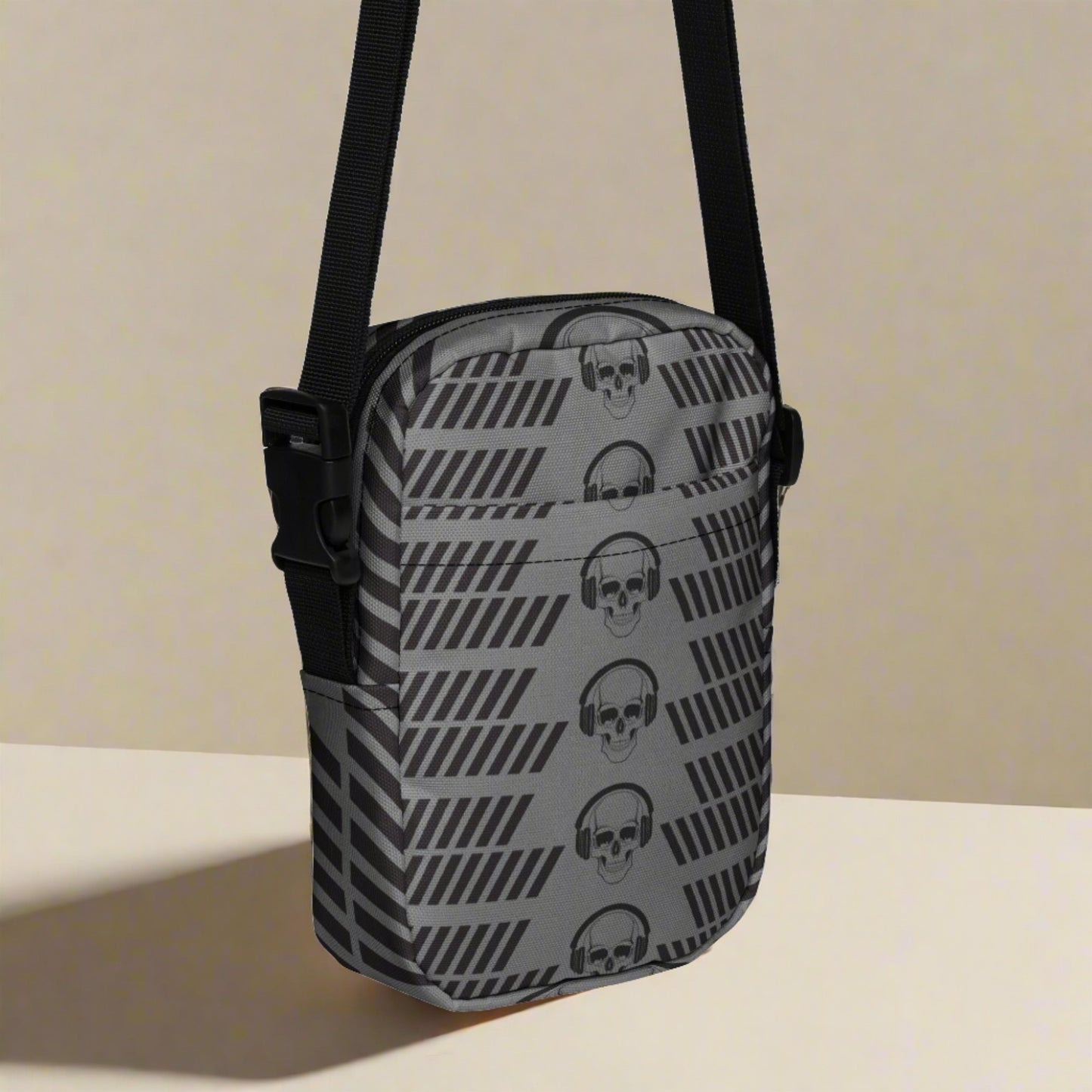 Skull & Headphones Utility Crossbody Streetwear Bag