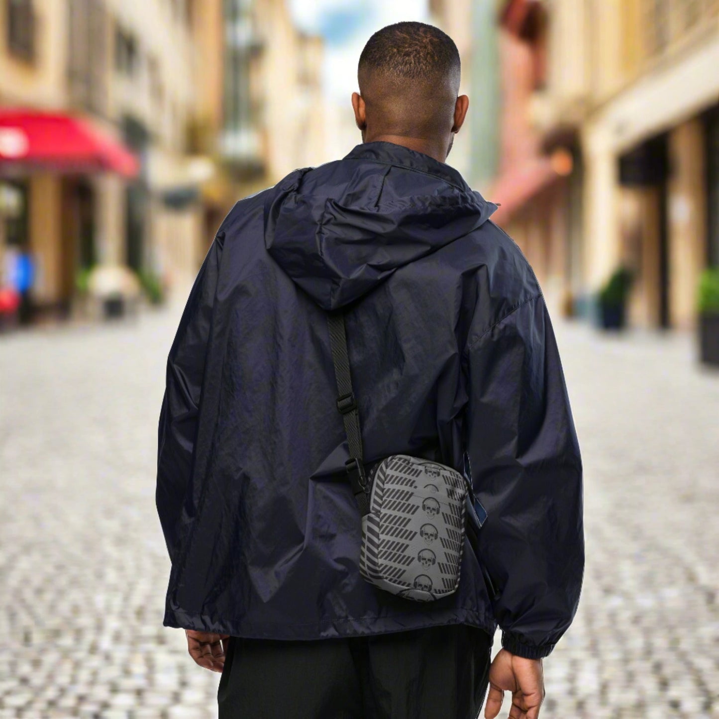 Skull & Headphones Utility Crossbody Streetwear Bag