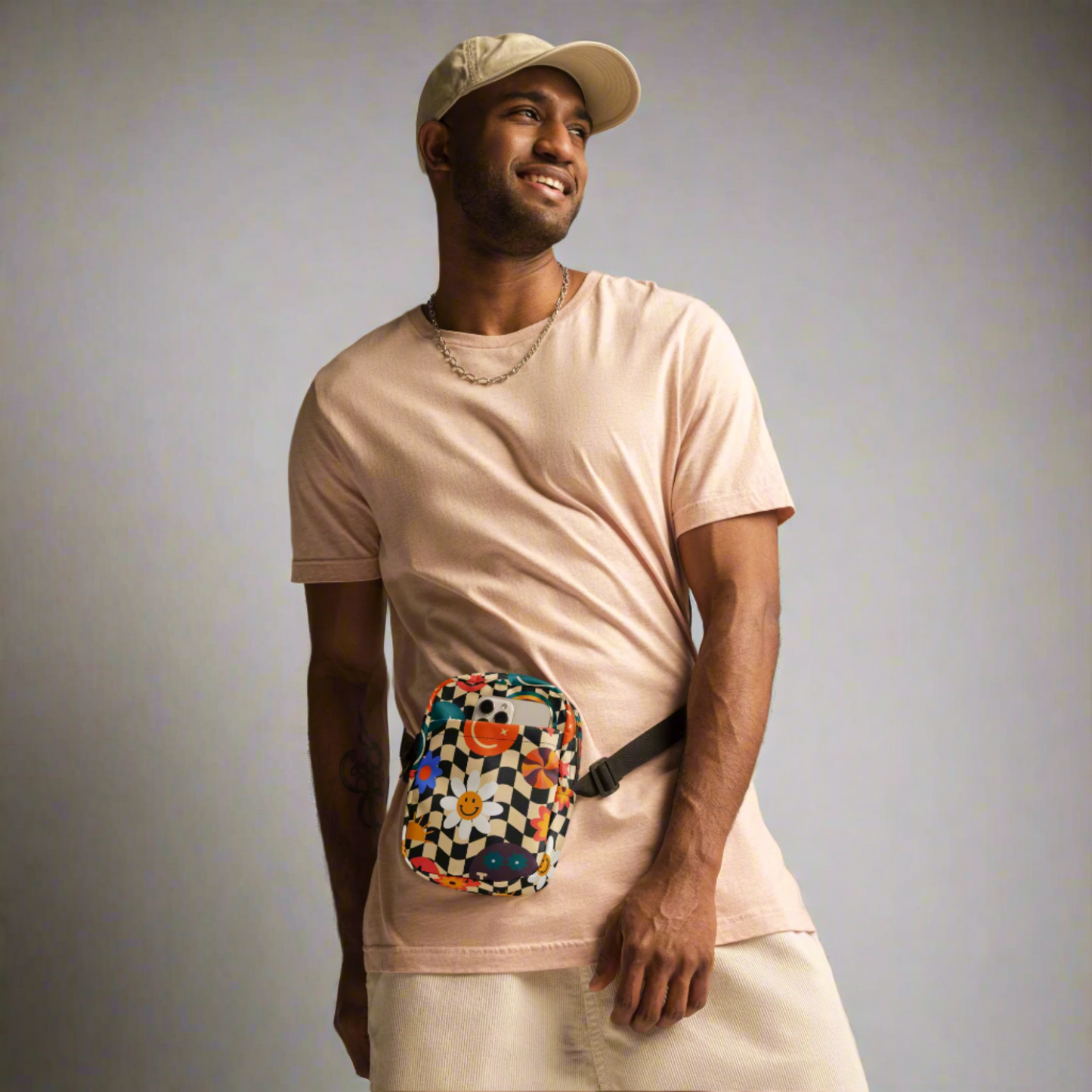 Image: This checkerboard patterned canvas crossbody bag is both stylish and practical for girls who love vintage fashion. The happy face design adds a cheerful vibe, while the small size is perfect for festivals, theme parks, and school trips. With room for small essentials, this purse works well as a waist bag, fanny pack, or camera carrier, making it a thoughtful gift idea for trendy teens, by jaecrece.