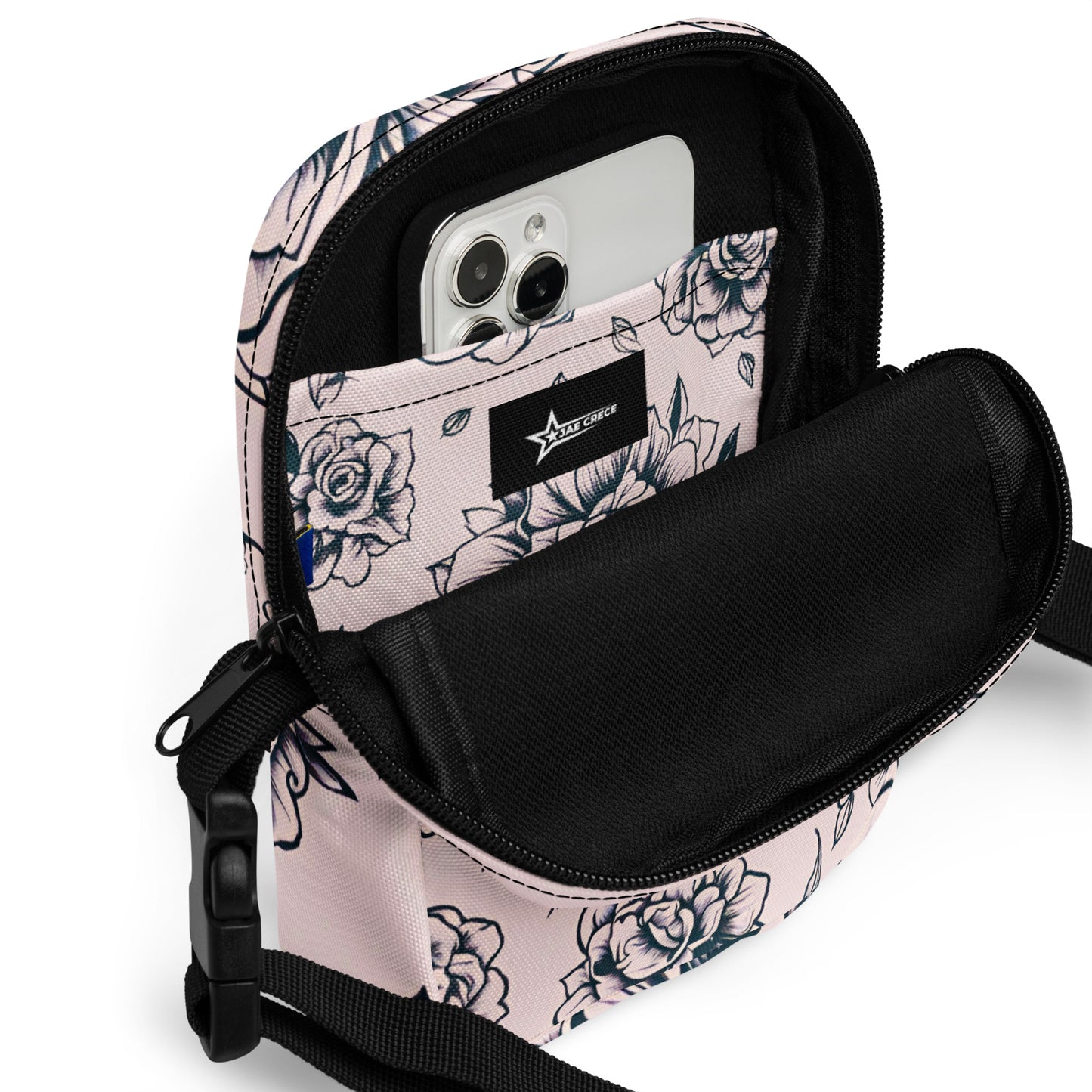 Pink Tattoo Roses Utility Crossbody Bag