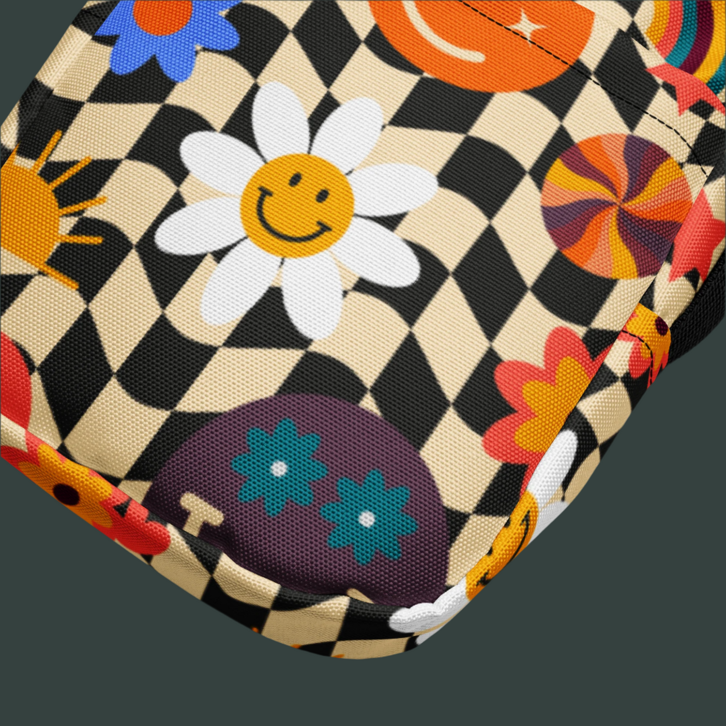 Image: With a cheerful checkerboard and smiley face print, this canvas sling bag blends function with vintage flair. Ideal for young girls or teens, it can be worn as a crossbody or waist bag for hands-free convenience. The small size fits keys, wallets, and even mini cameras, making it a top choice for back to school accessories or weekend outings. Perfect for gifting or personal style, by jaecrece.