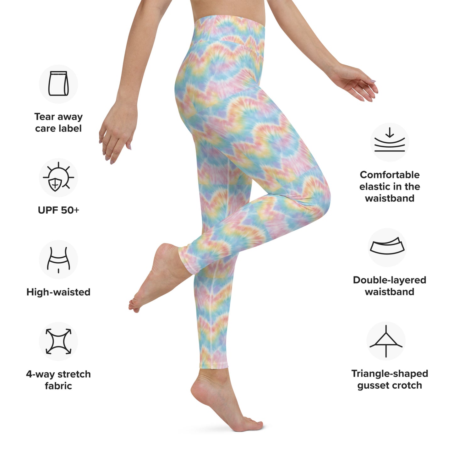 Pastel tie Dye Yoga Workout Leggings, by jaecrece.com